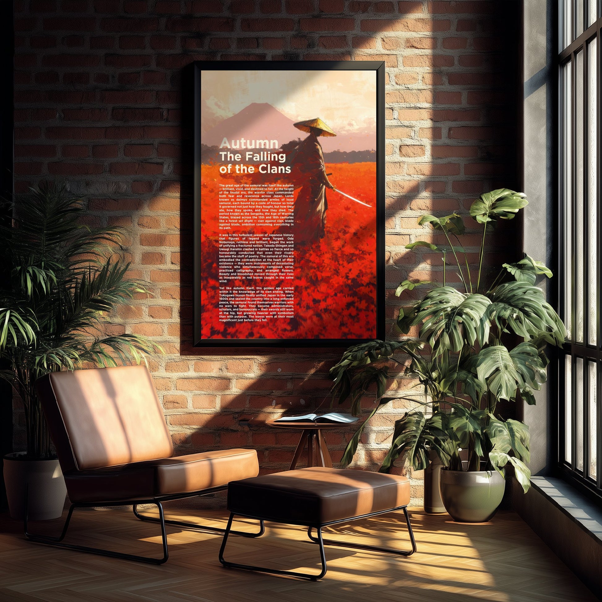 Samurai Autumn Art Print - The Falling of the Clans Poster - Japanese History Illustration Wall Art 1/3