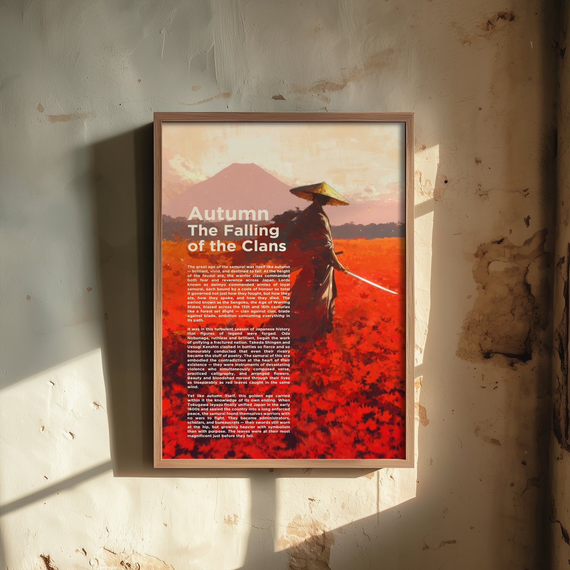 Samurai Autumn Art Print - The Falling of the Clans Poster - Japanese History Illustration Wall Art 1/3