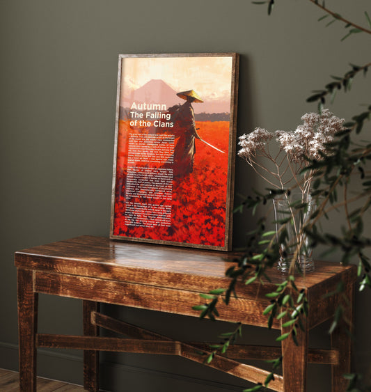 Samurai Autumn Art Print - The Falling of the Clans Poster - Japanese History Illustration Wall Art 1/3