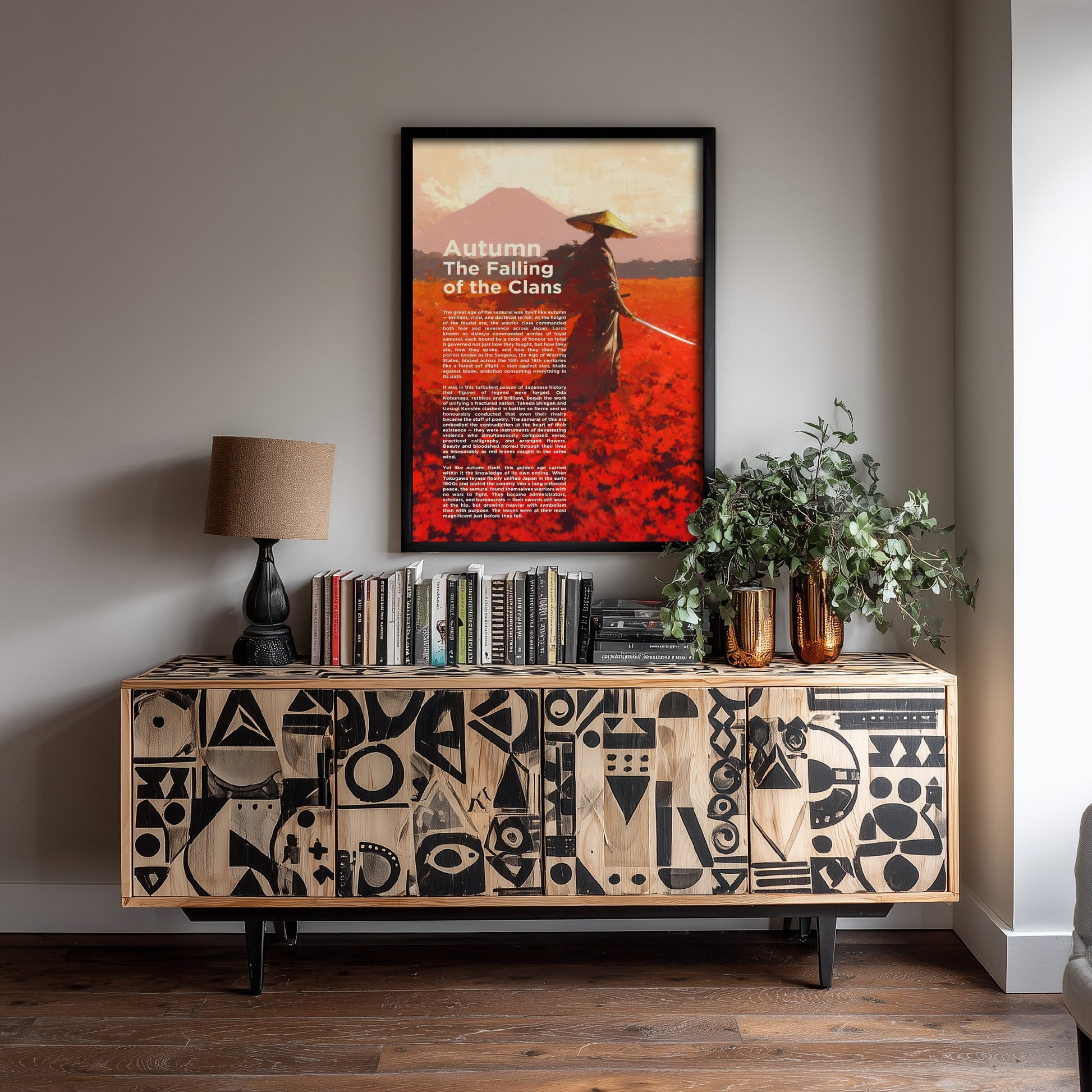 Samurai Autumn Art Print - The Falling of the Clans Poster - Japanese History Illustration Wall Art 1/3