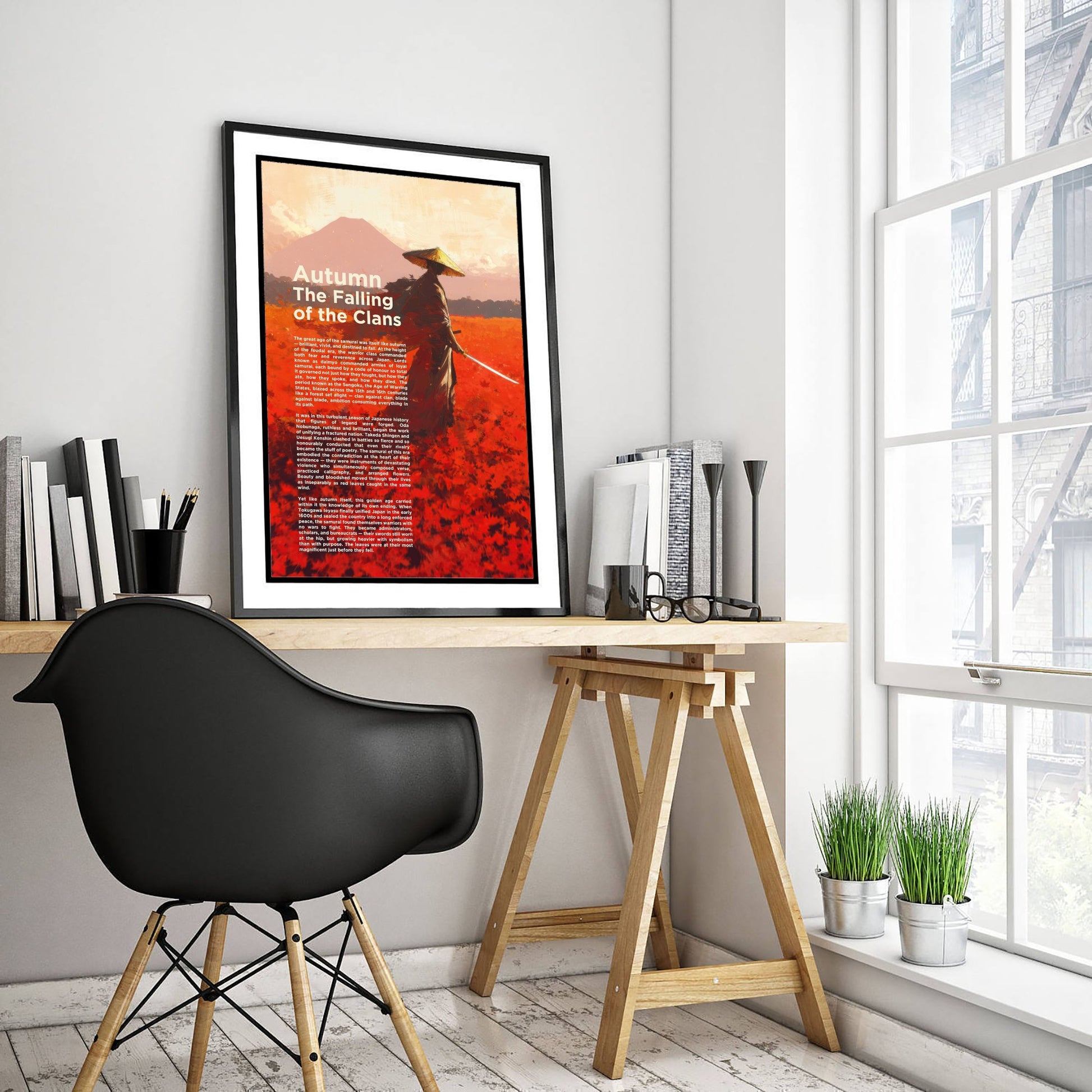 Samurai Autumn Art Print - The Falling of the Clans Poster - Japanese History Illustration Wall Art 1/3