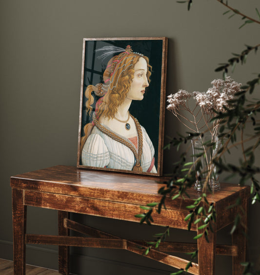 Sandro Botticelli - Idealized Portrait of a Lady, Simonetta Vespucci as Nymph (c. 1480) - Classic Painting Art Print - Renaissance Poster