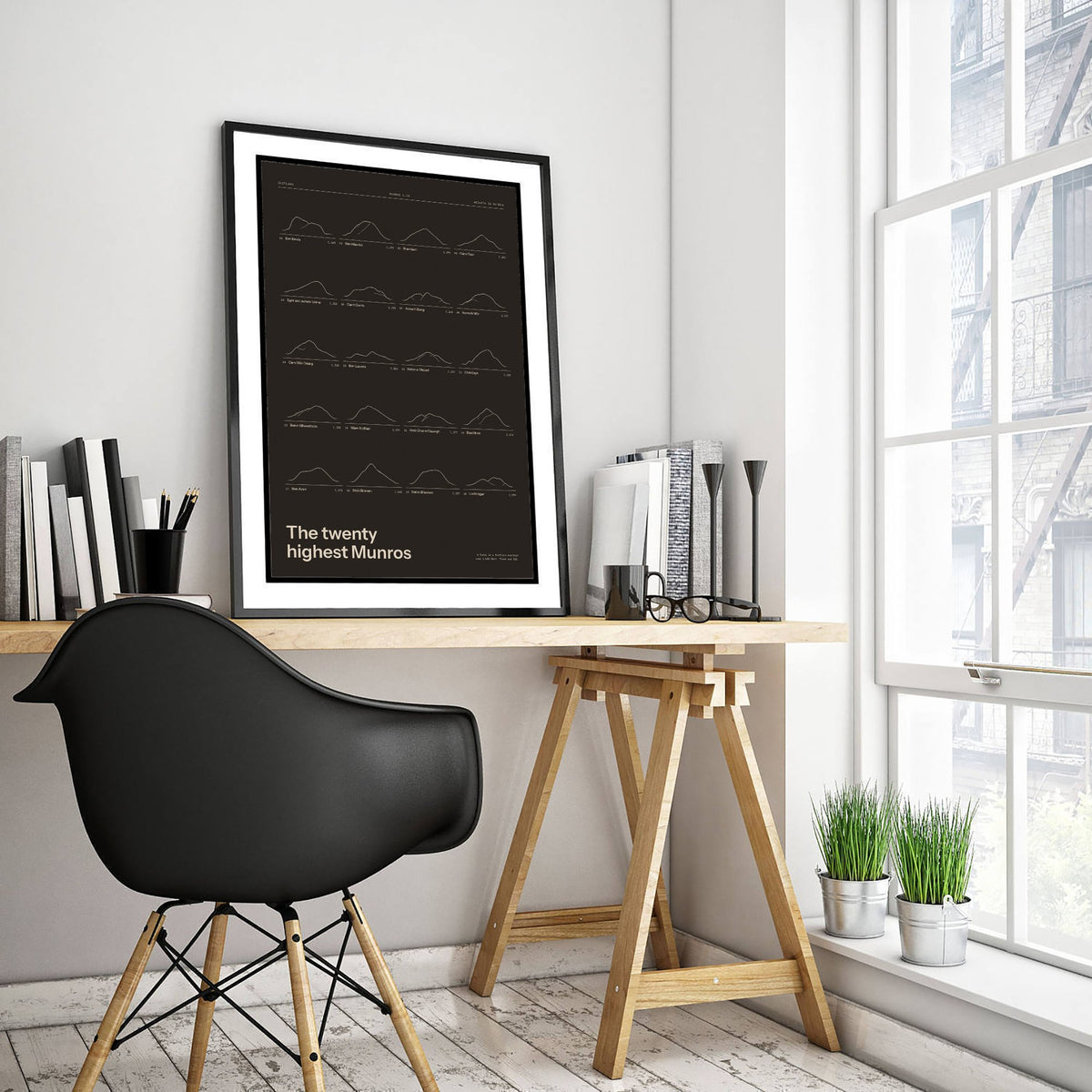 Twenty Highest Munros Art Print - Peat Brown Ledger Mountain Poster - Scottish Highlands Line Illustration - Walker Gift