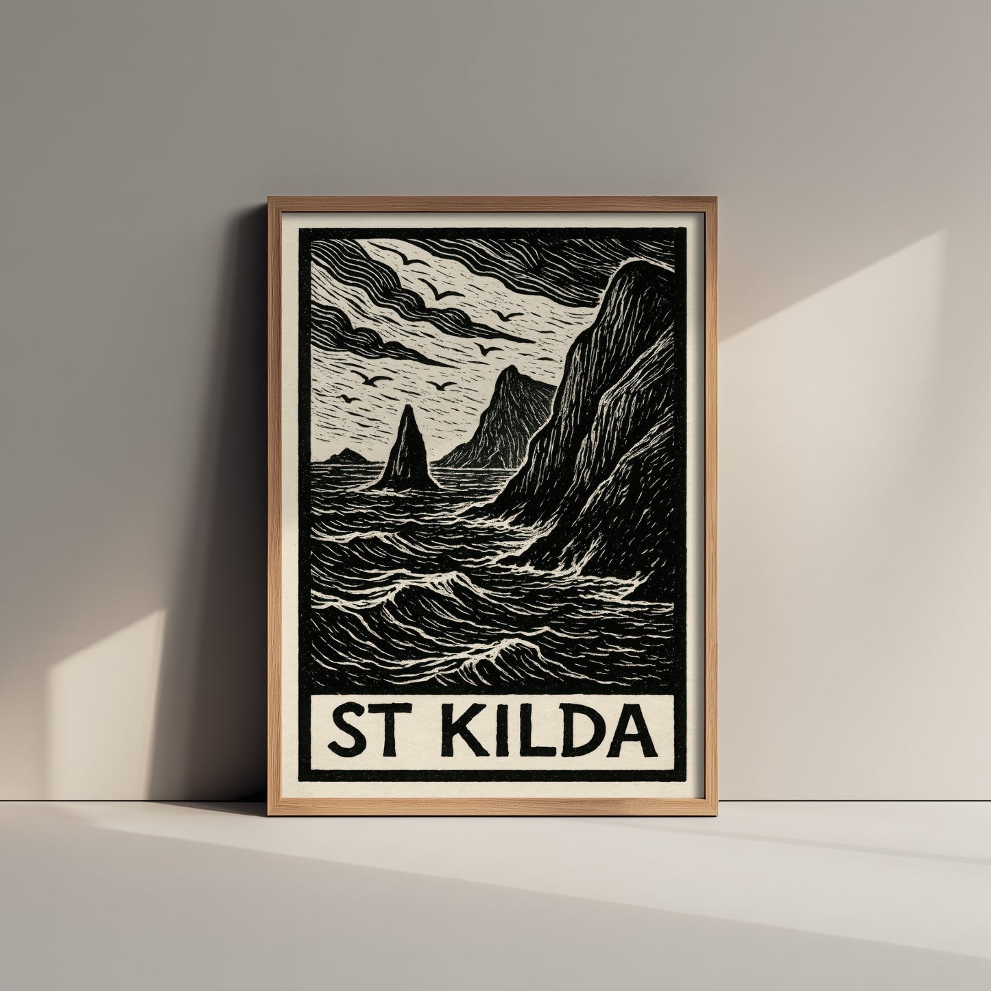 St Kilda Scotland Travel Poster - Island Art Print - Black and White Woodcut - Scottish Islands 3/3