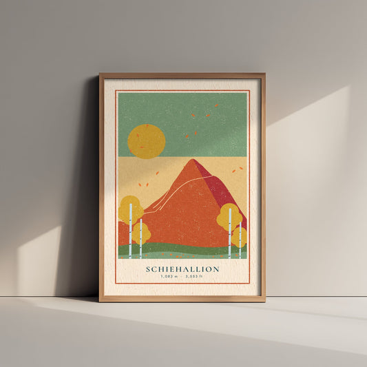 Schiehallion Autumn Art Print - Silver Birch Perthshire Poster - Fairy Hill Linocut Woodcut Illustration V2 3/3