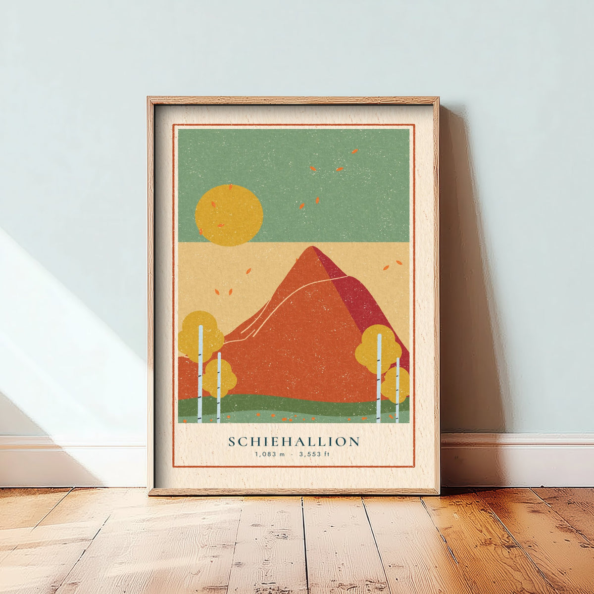 Schiehallion Autumn Art Print - Silver Birch Perthshire Poster - Fairy Hill Linocut Woodcut Illustration V2 3/3