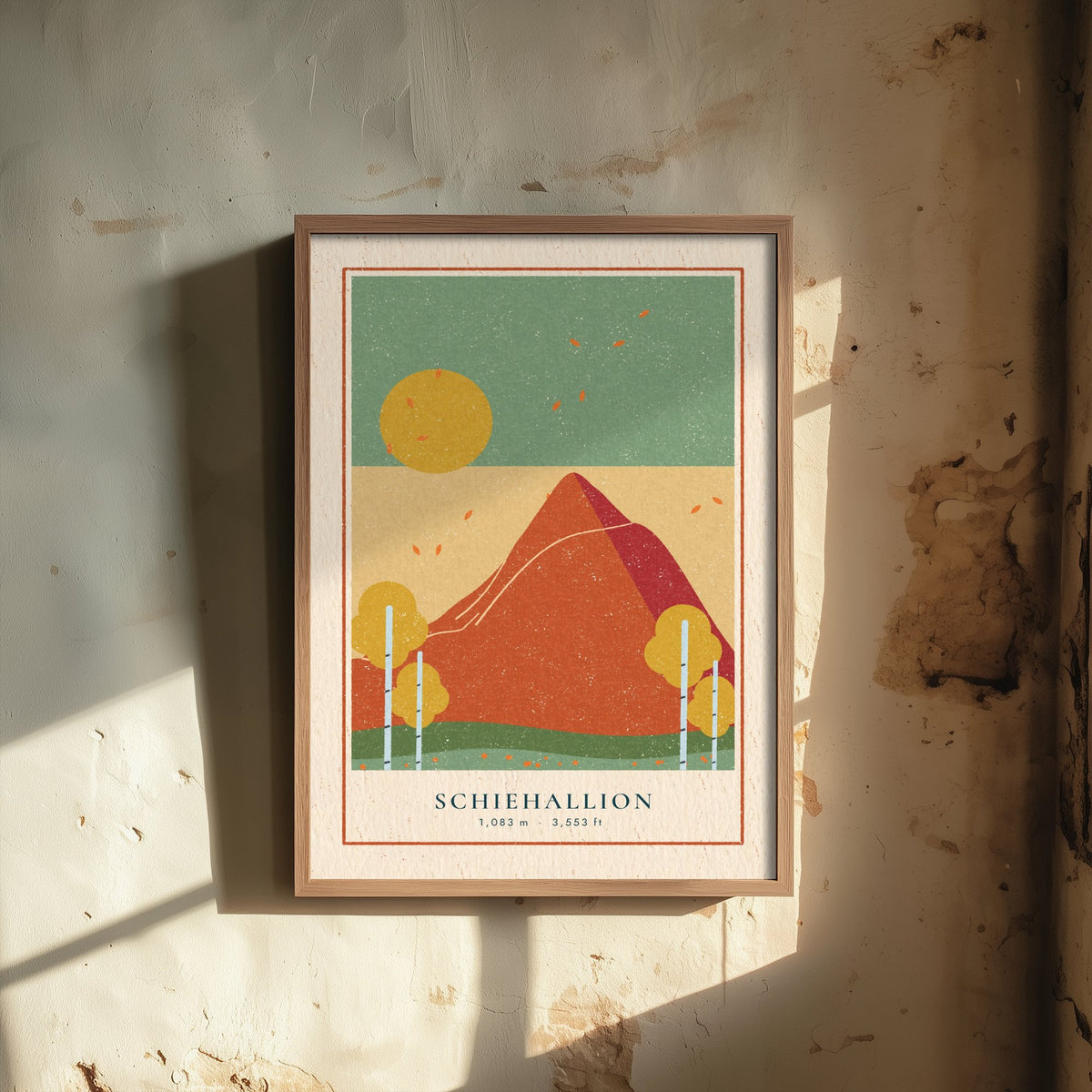 Schiehallion Autumn Art Print - Silver Birch Perthshire Poster - Fairy Hill Linocut Woodcut Illustration V2 3/3