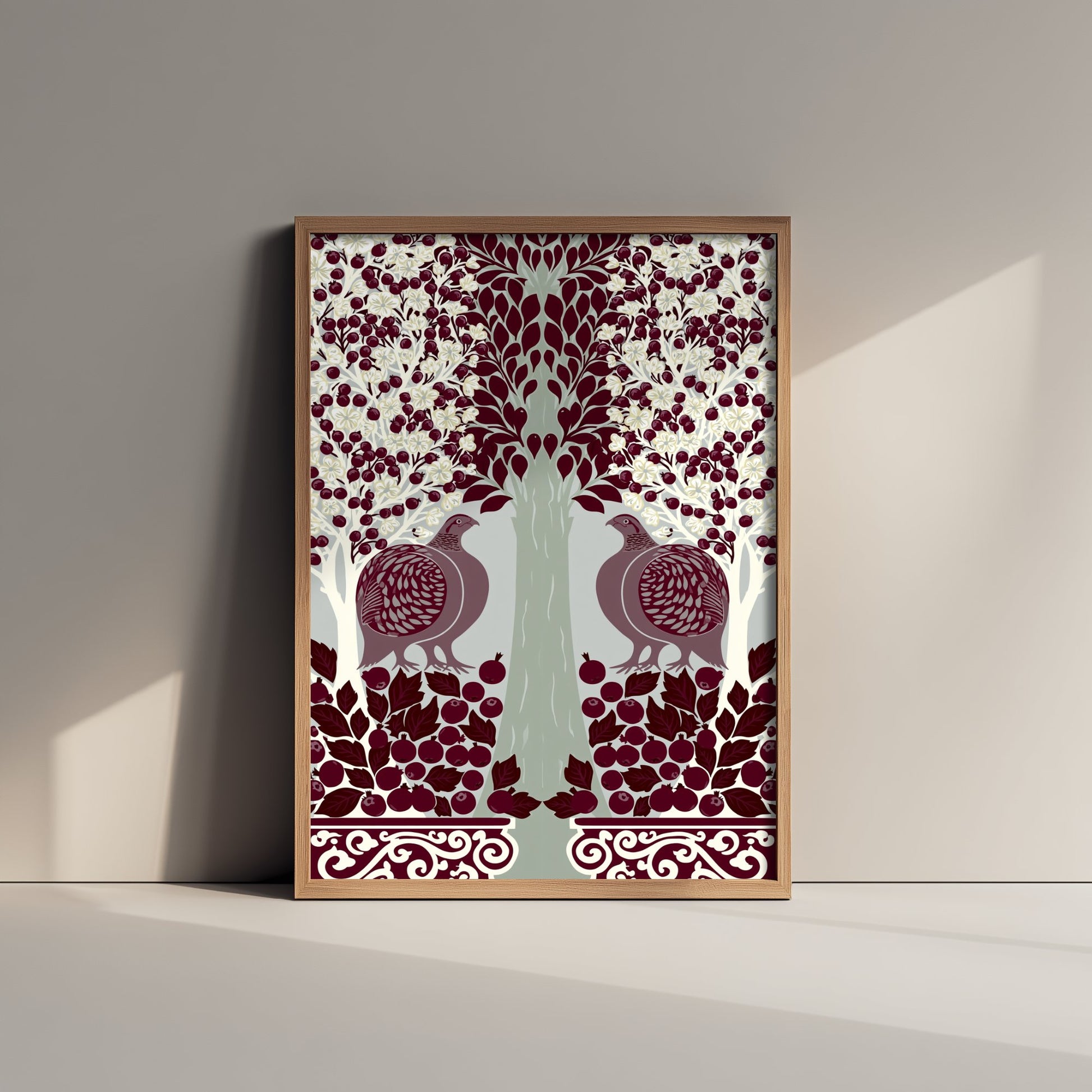 Scottish Woodland Partridge Art Print - Folk Nature Poster - Decorative Illustration - Wall Art V11 1/3