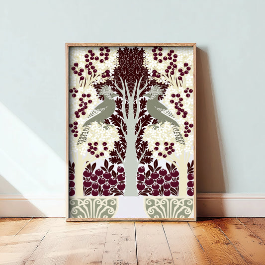 Scottish Woodland Pheasant Art Print - Folk Nature Poster - Decorative Illustration - Wall Art V11 2/3