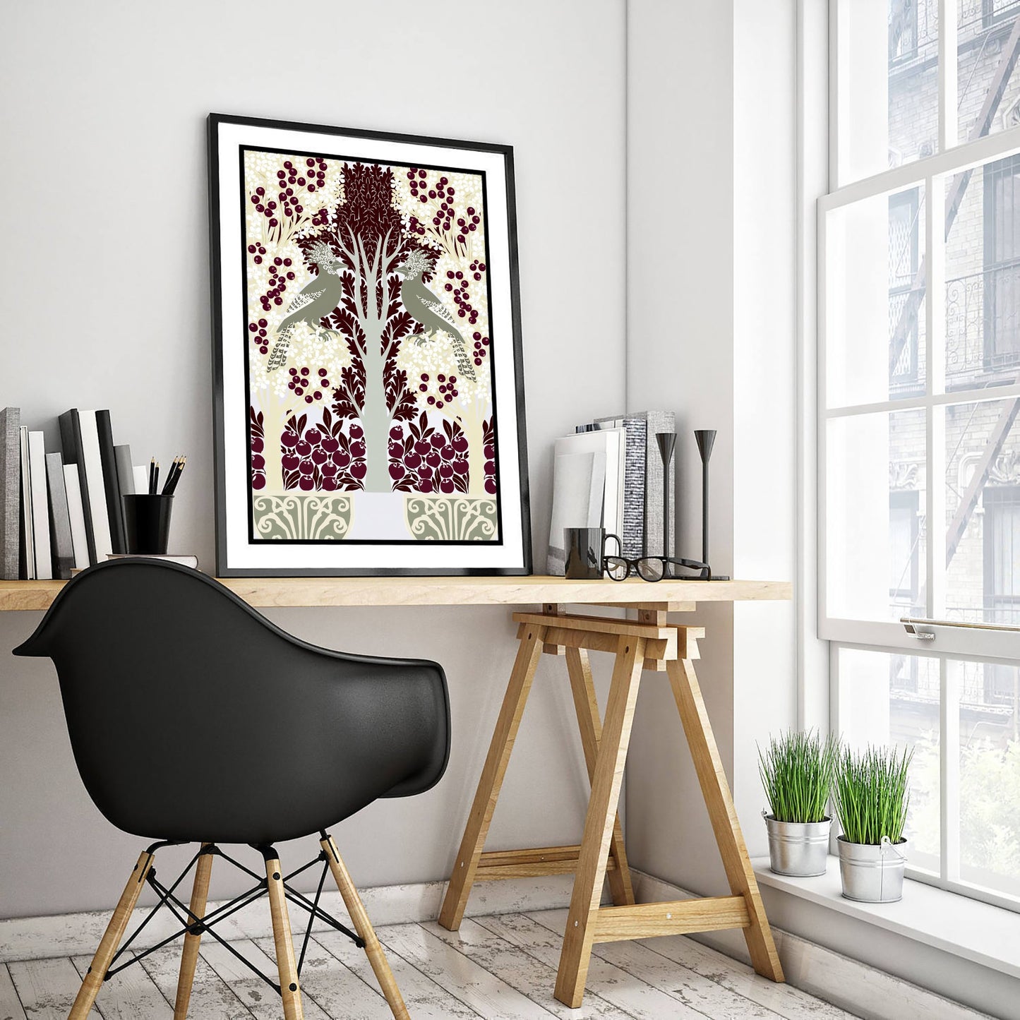 Scottish Woodland Pheasant Art Print - Folk Nature Poster - Decorative Illustration - Wall Art V11 2/3