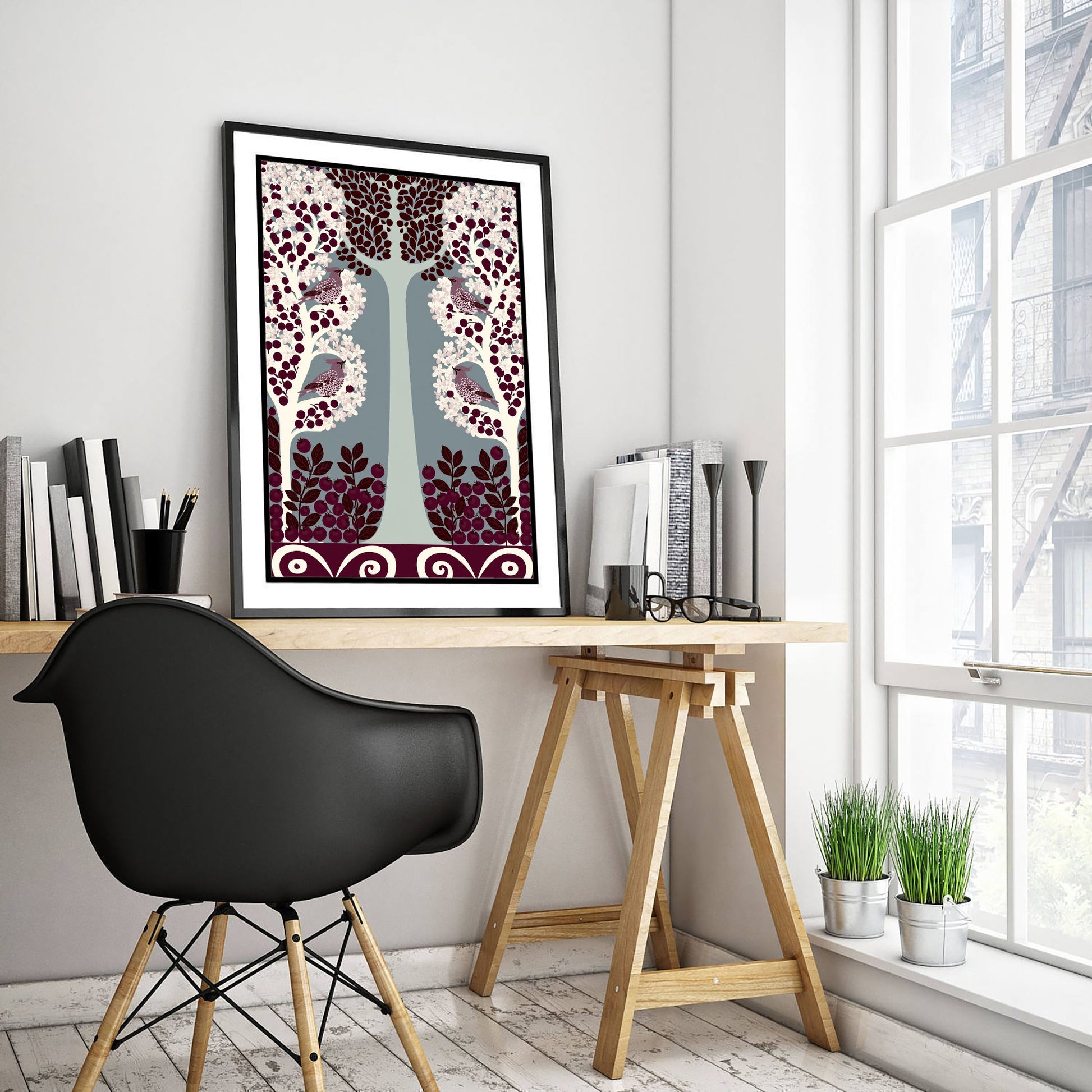 Scottish Woodland Songbird Art Print - Folk Nature Poster - Decorative Illustration - Wall Art V11 3/3