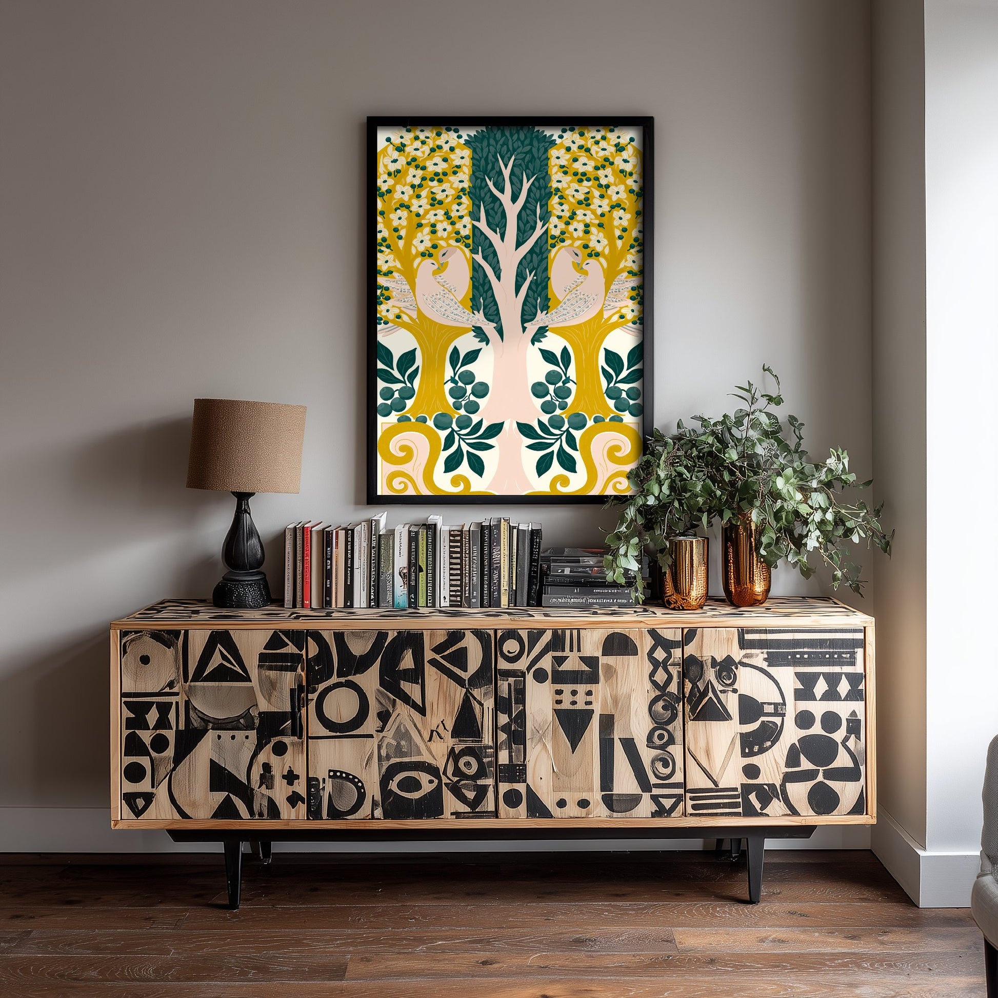 Scottish Woodland Dove Art Print - Folk Nature Poster - Decorative Illustration - Living Room Wall Art V13 3/3