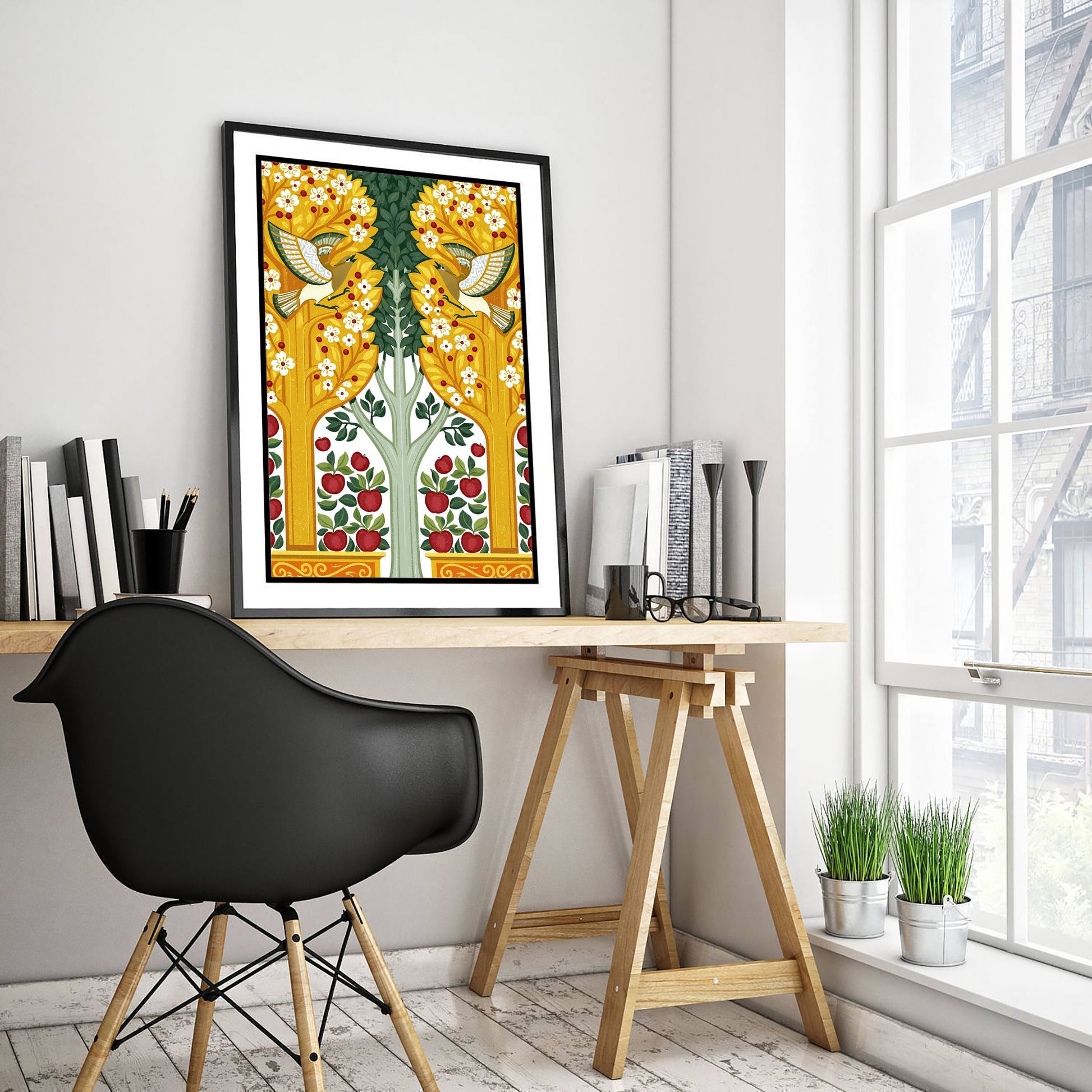 Scottish Woodland Jay Art Print - Folk Nature Poster - Decorative Illustration - Study Wall Art V14 3/3