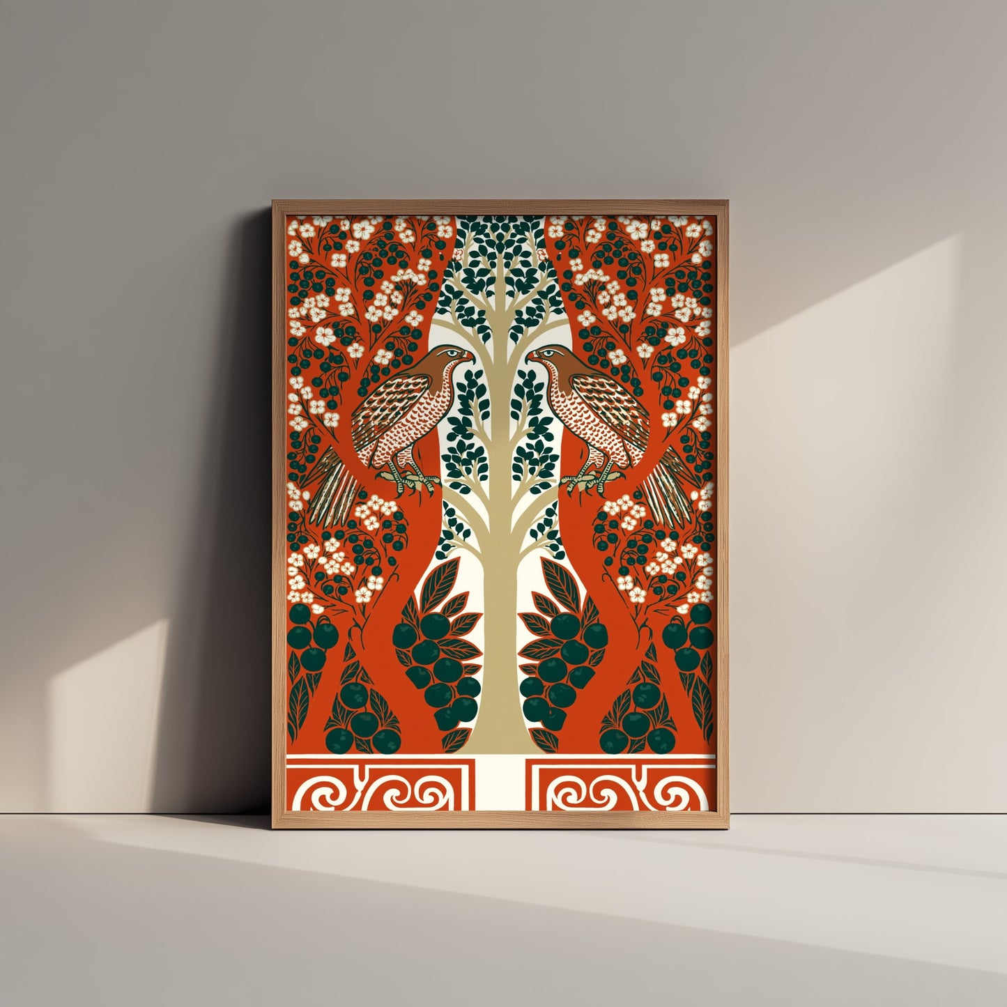 Scottish Woodland Falcon Art Print - Folk Nature Poster - Decorative Illustration - Study Wall Art V8 3/3