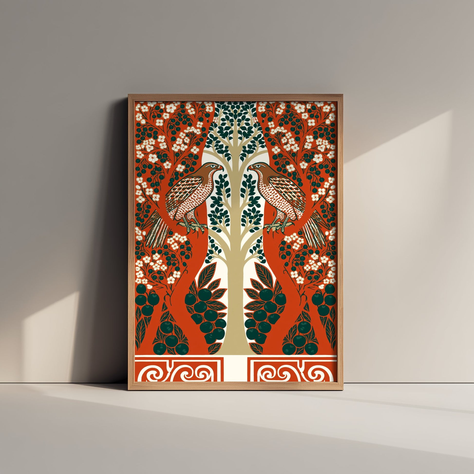 Scottish Woodland Falcon Art Print - Folk Nature Poster - Decorative Illustration - Study Wall Art V8 3/3