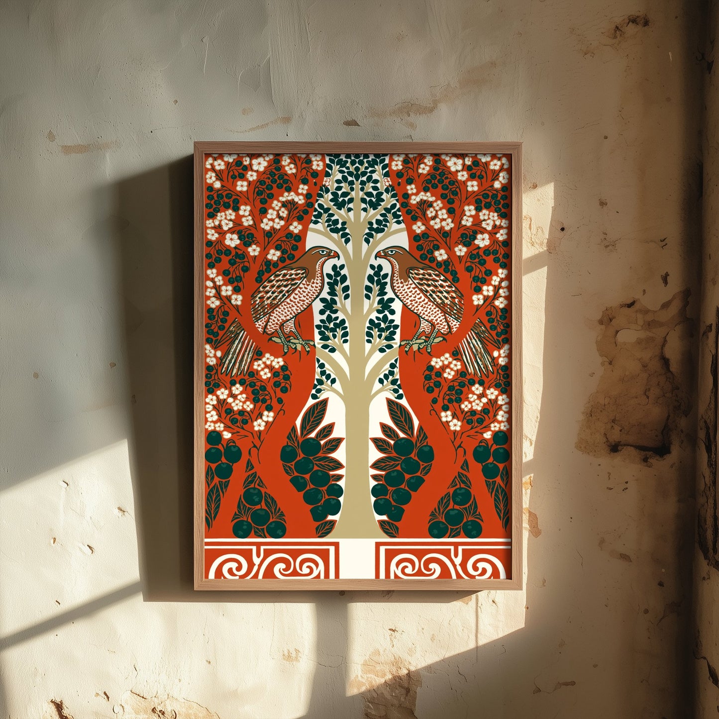 Scottish Woodland Falcon Art Print - Folk Nature Poster - Decorative Illustration - Study Wall Art V8 3/3