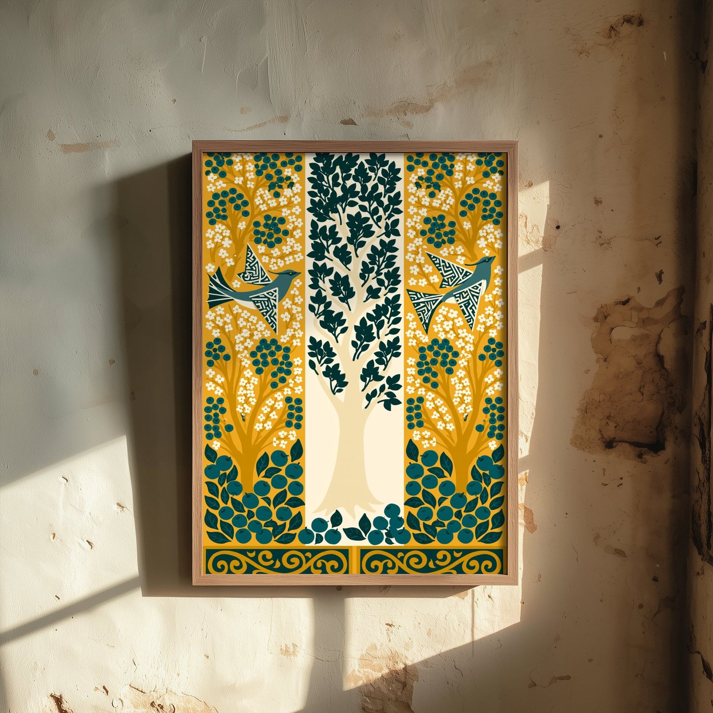 Scottish Woodland Swallow Art Print - Folk Nature Poster - Decorative Illustration - Nursery Wall Art V9 2/3
