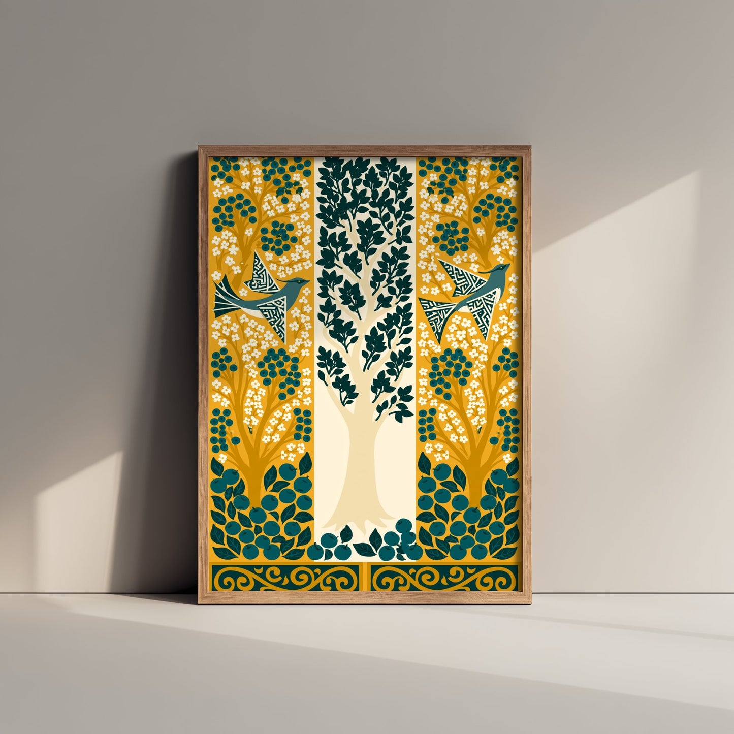 Scottish Woodland Swallow Art Print - Folk Nature Poster - Decorative Illustration - Nursery Wall Art V9 2/3