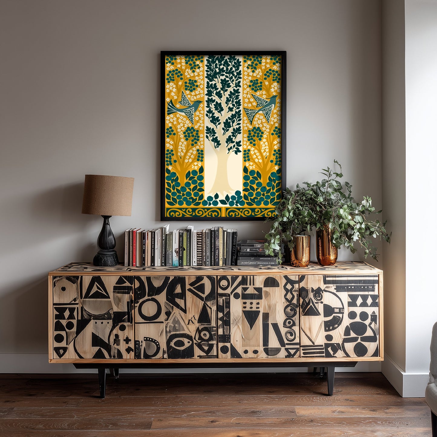 Scottish Woodland Swallow Art Print - Folk Nature Poster - Decorative Illustration - Nursery Wall Art V9 2/3