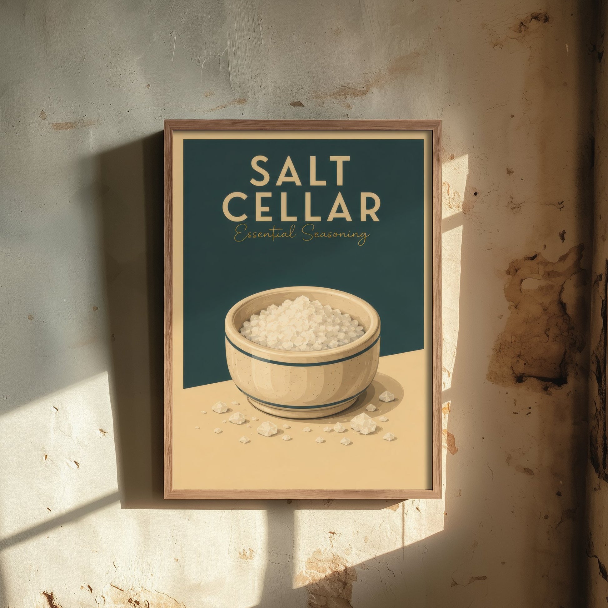 Vintage Salt Cellar Art Print - Essential Seasoning Kitchen Poster - Food Illustration - Kitchen Wall Art 1/3