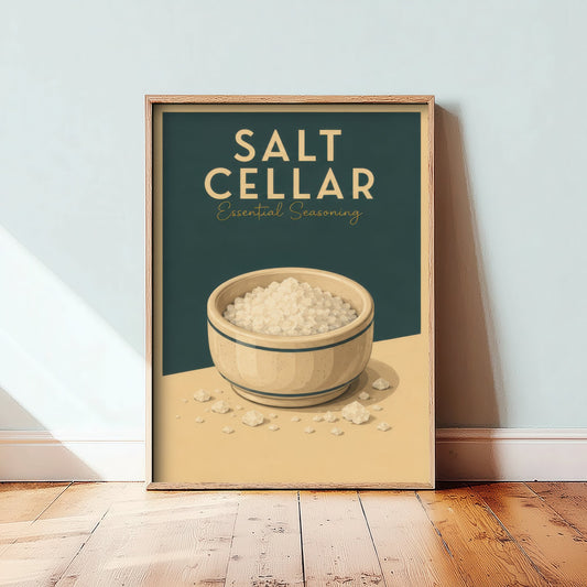 Vintage Salt Cellar Art Print - Essential Seasoning Kitchen Poster - Food Illustration - Kitchen Wall Art 1/3