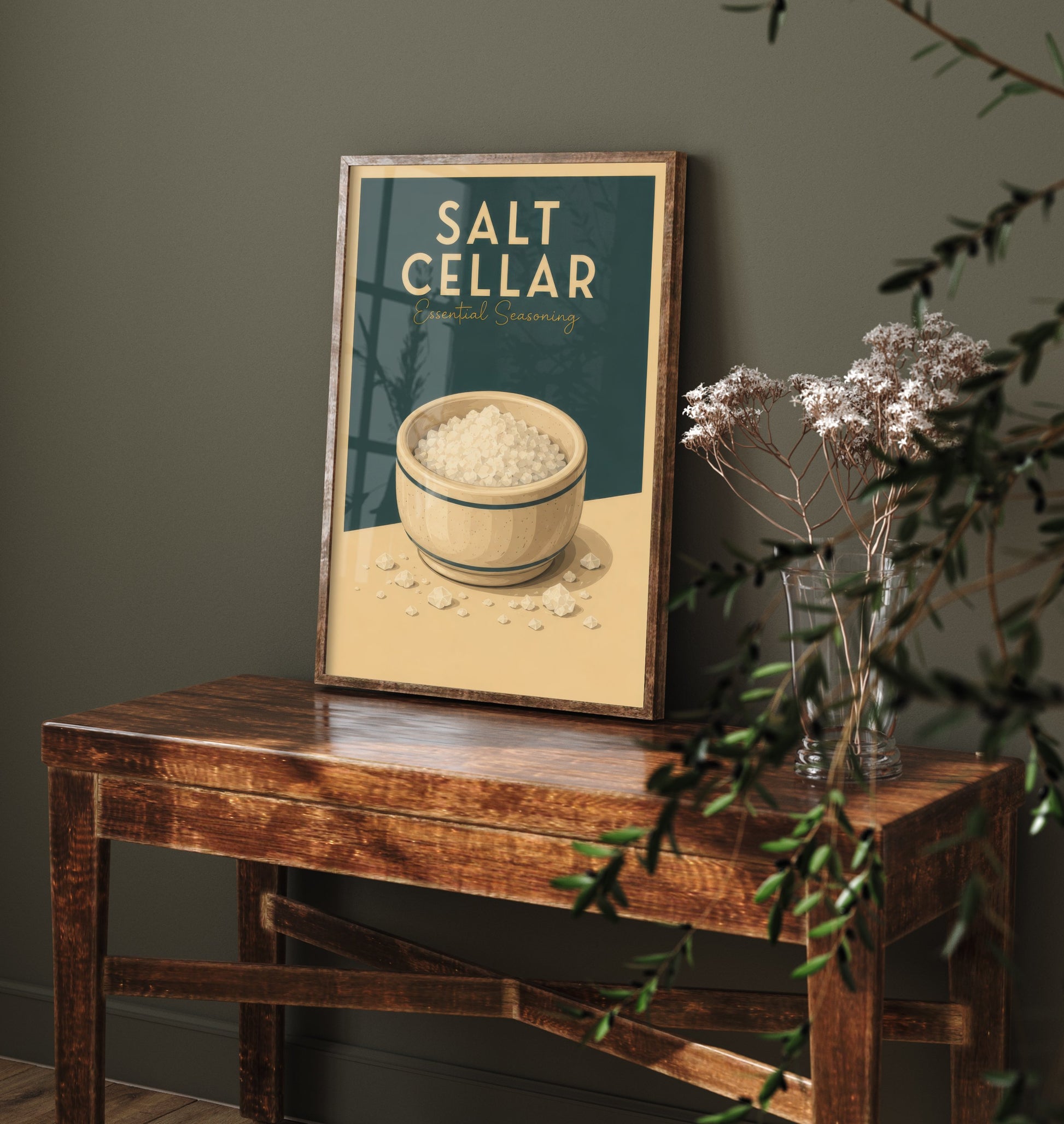Vintage Salt Cellar Art Print - Essential Seasoning Kitchen Poster - Food Illustration - Kitchen Wall Art 1/3