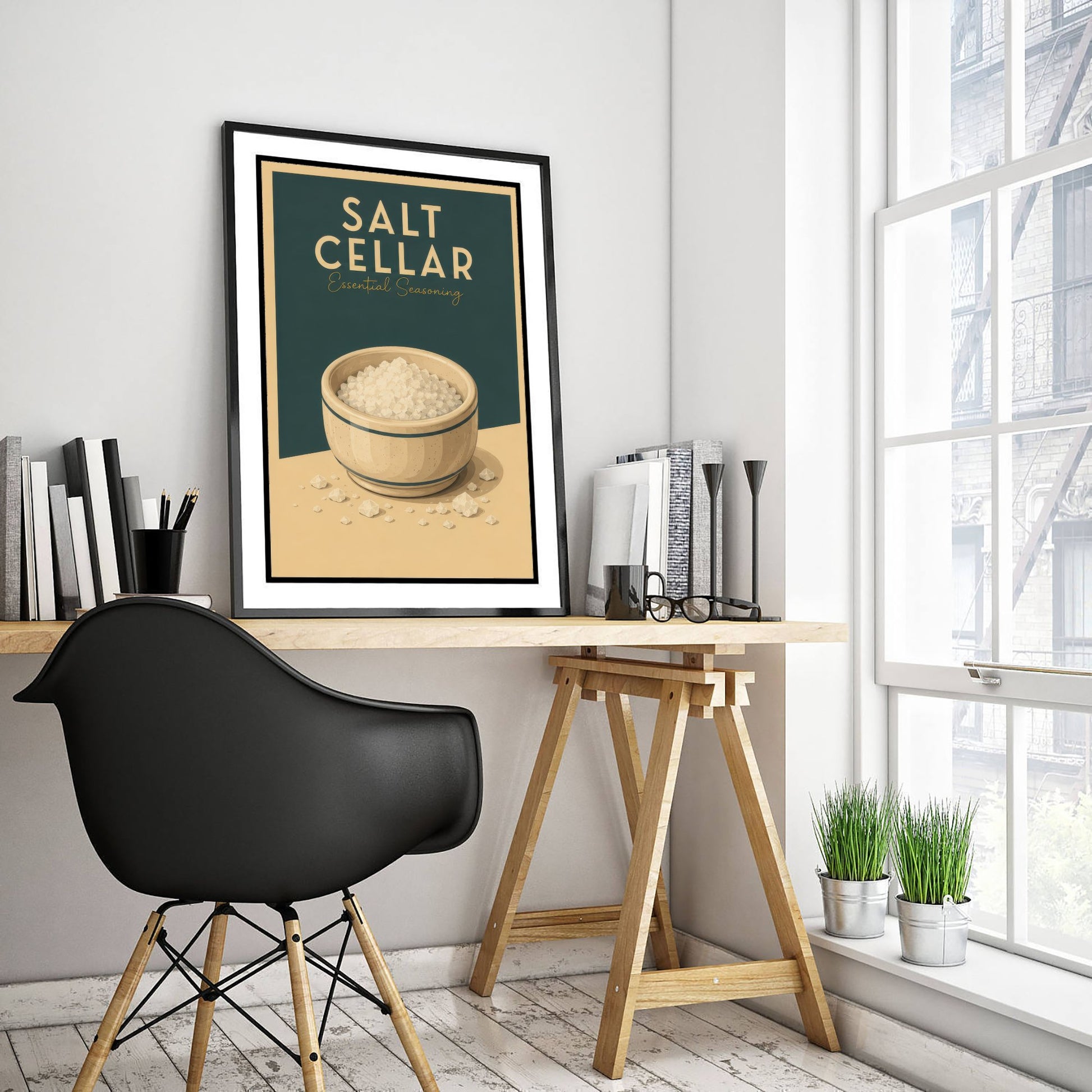 Vintage Salt Cellar Art Print - Essential Seasoning Kitchen Poster - Food Illustration - Kitchen Wall Art 1/3