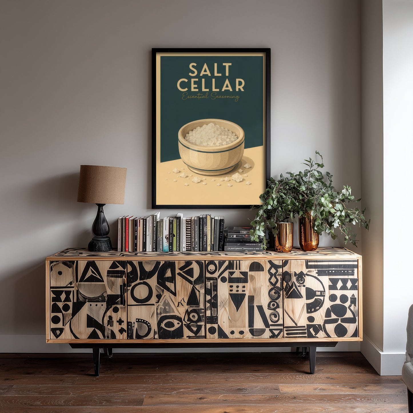 Vintage Salt Cellar Art Print - Essential Seasoning Kitchen Poster - Food Illustration - Kitchen Wall Art 1/3