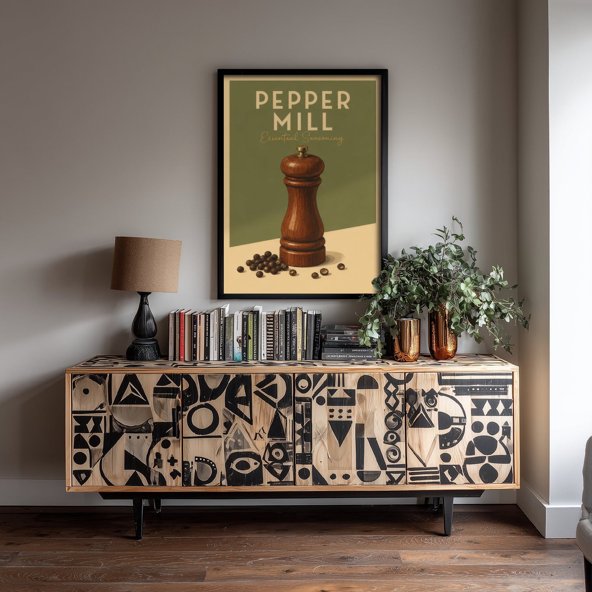 Vintage Pepper Mill Art Print - Essential Seasoning Kitchen Poster - Food Illustration - Kitchen Wall Art 2/3