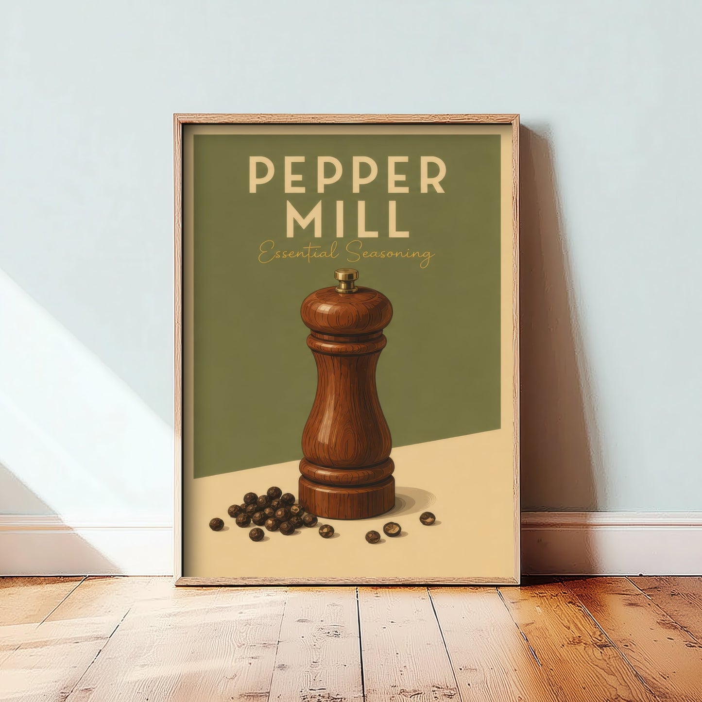 Vintage Pepper Mill Art Print - Essential Seasoning Kitchen Poster - Food Illustration - Kitchen Wall Art 2/3