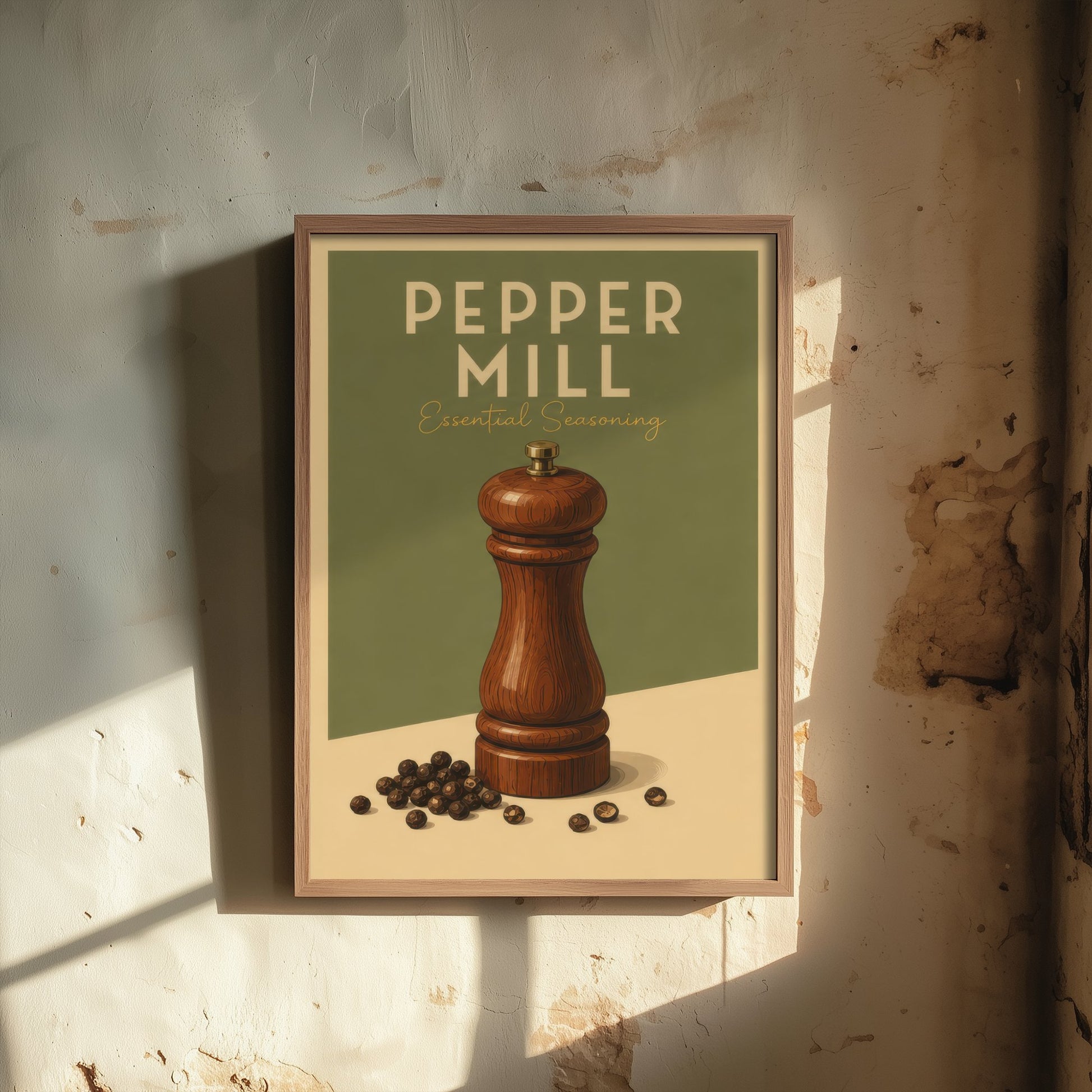 Vintage Pepper Mill Art Print - Essential Seasoning Kitchen Poster - Food Illustration - Kitchen Wall Art 2/3