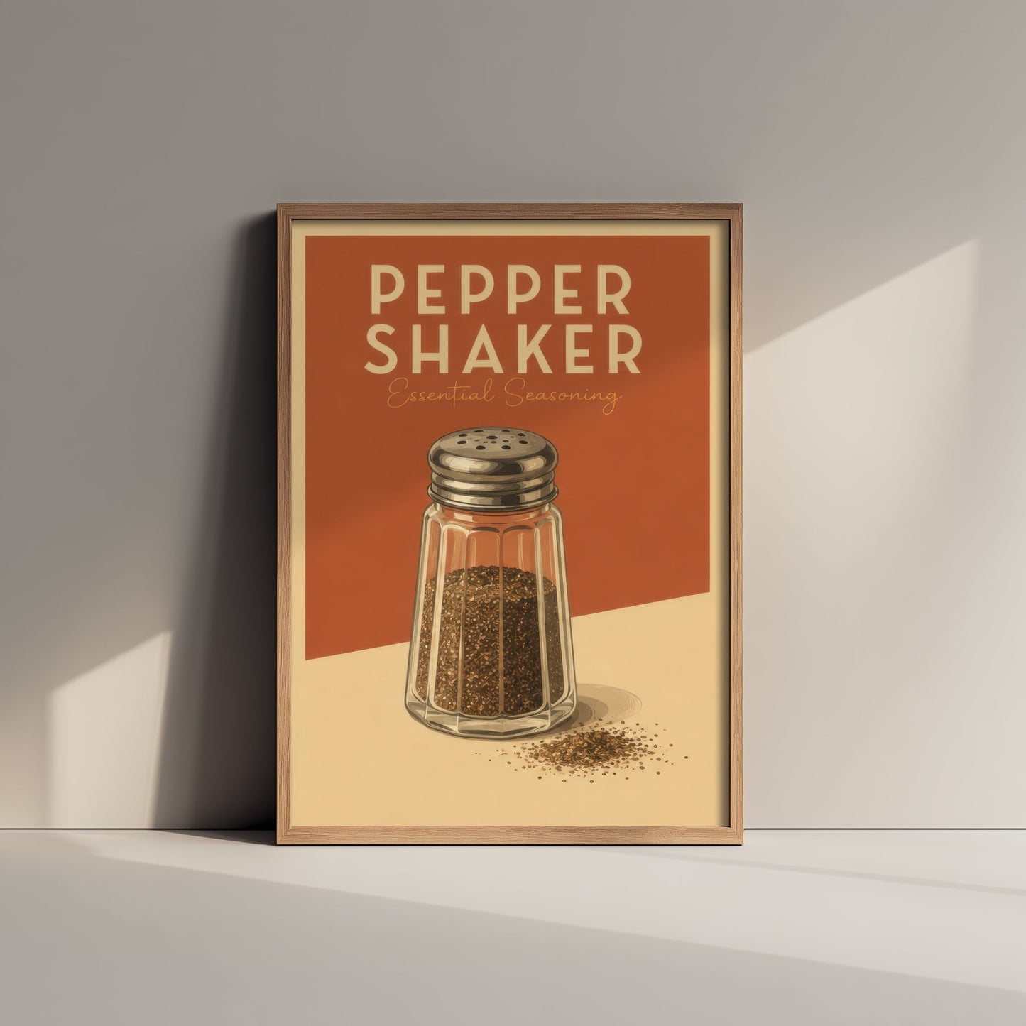 Vintage Pepper Shaker Art Print - Essential Seasoning Kitchen Poster - Food Illustration - Kitchen Wall Art 3/3