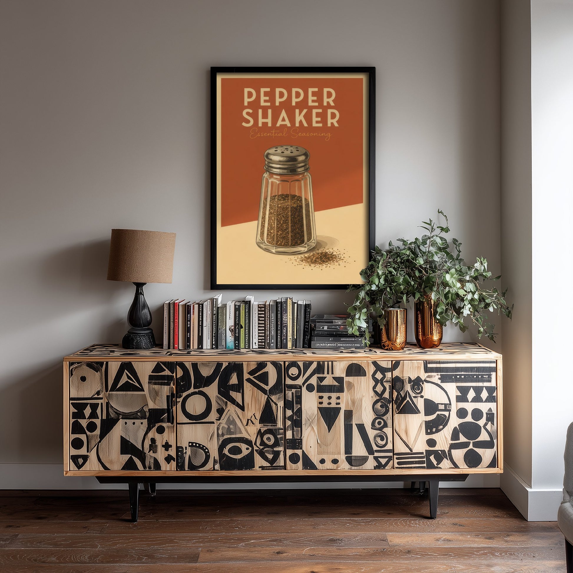 Vintage Pepper Shaker Art Print - Essential Seasoning Kitchen Poster - Food Illustration - Kitchen Wall Art 3/3