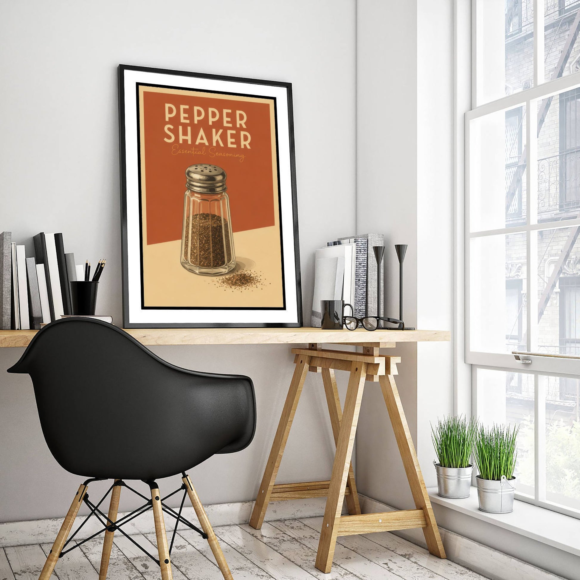 Vintage Pepper Shaker Art Print - Essential Seasoning Kitchen Poster - Food Illustration - Kitchen Wall Art 3/3