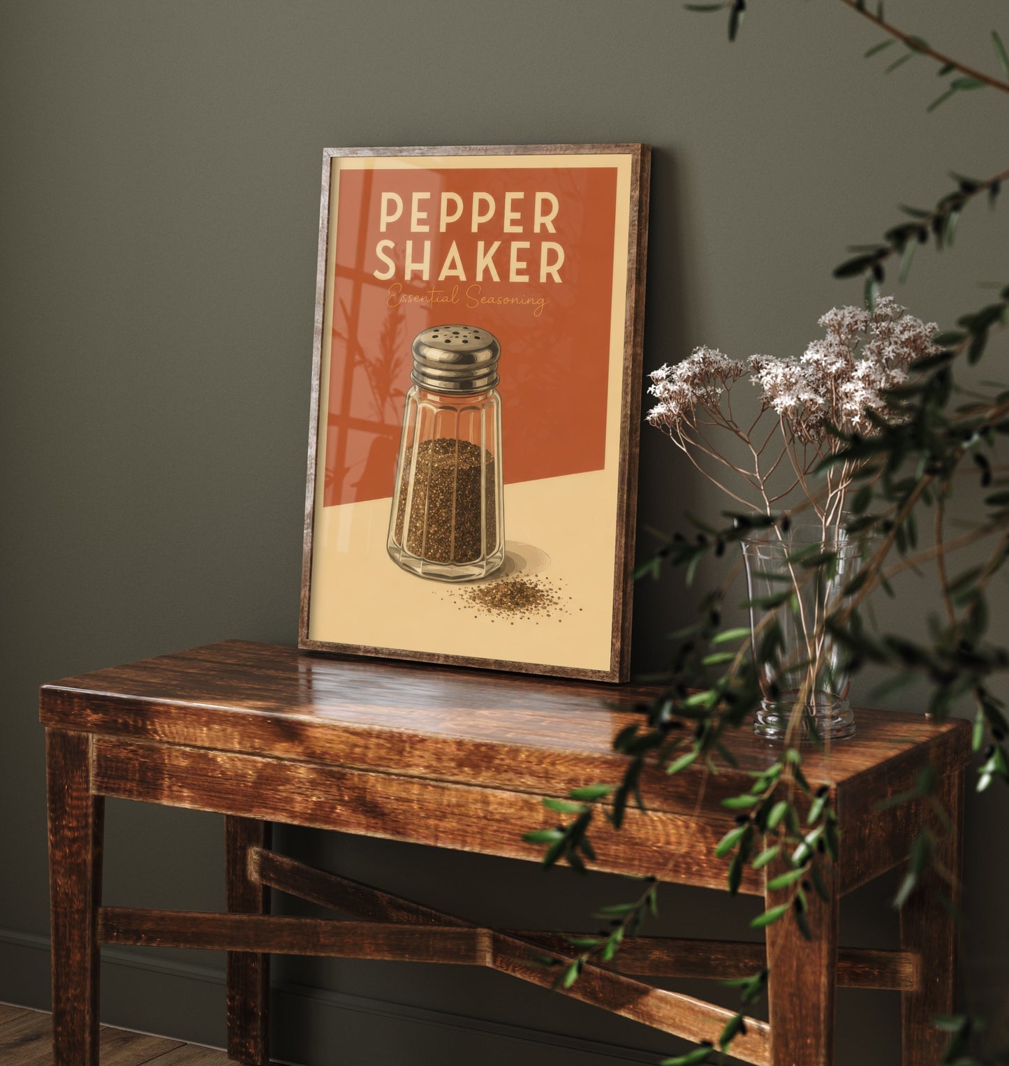 Vintage Pepper Shaker Art Print - Essential Seasoning Kitchen Poster - Food Illustration - Kitchen Wall Art 3/3