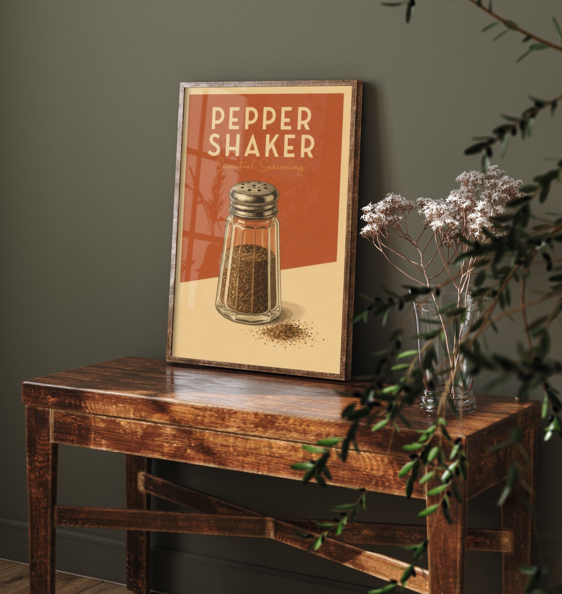 Vintage Pepper Shaker Art Print - Essential Seasoning Kitchen Poster - Food Illustration - Kitchen Wall Art 3/3