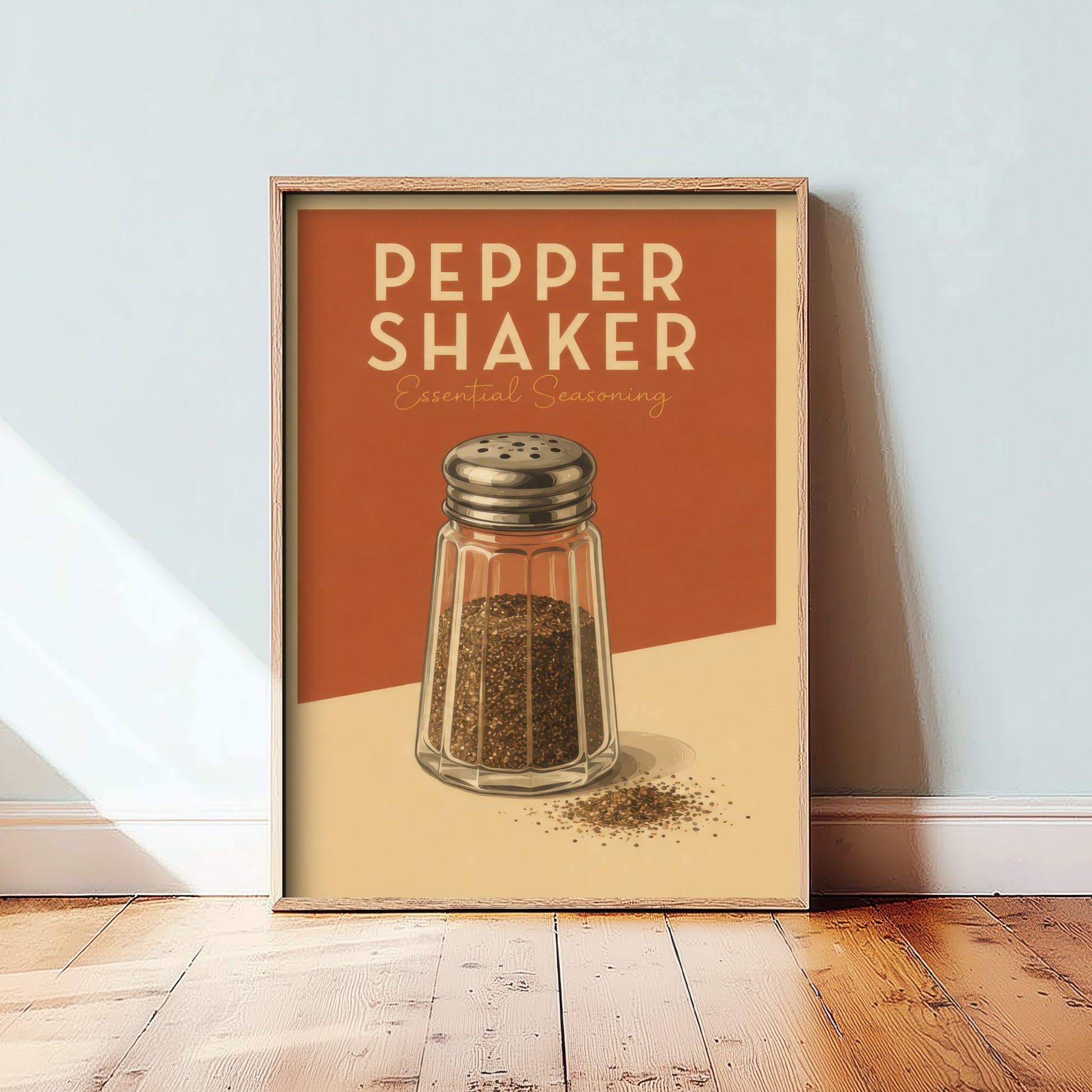 Vintage Pepper Shaker Art Print - Essential Seasoning Kitchen Poster - Food Illustration - Kitchen Wall Art 3/3