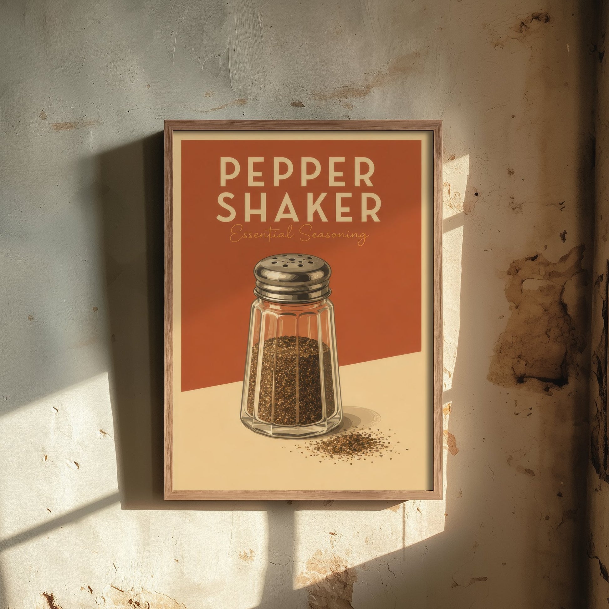 Vintage Pepper Shaker Art Print - Essential Seasoning Kitchen Poster - Food Illustration - Kitchen Wall Art 3/3