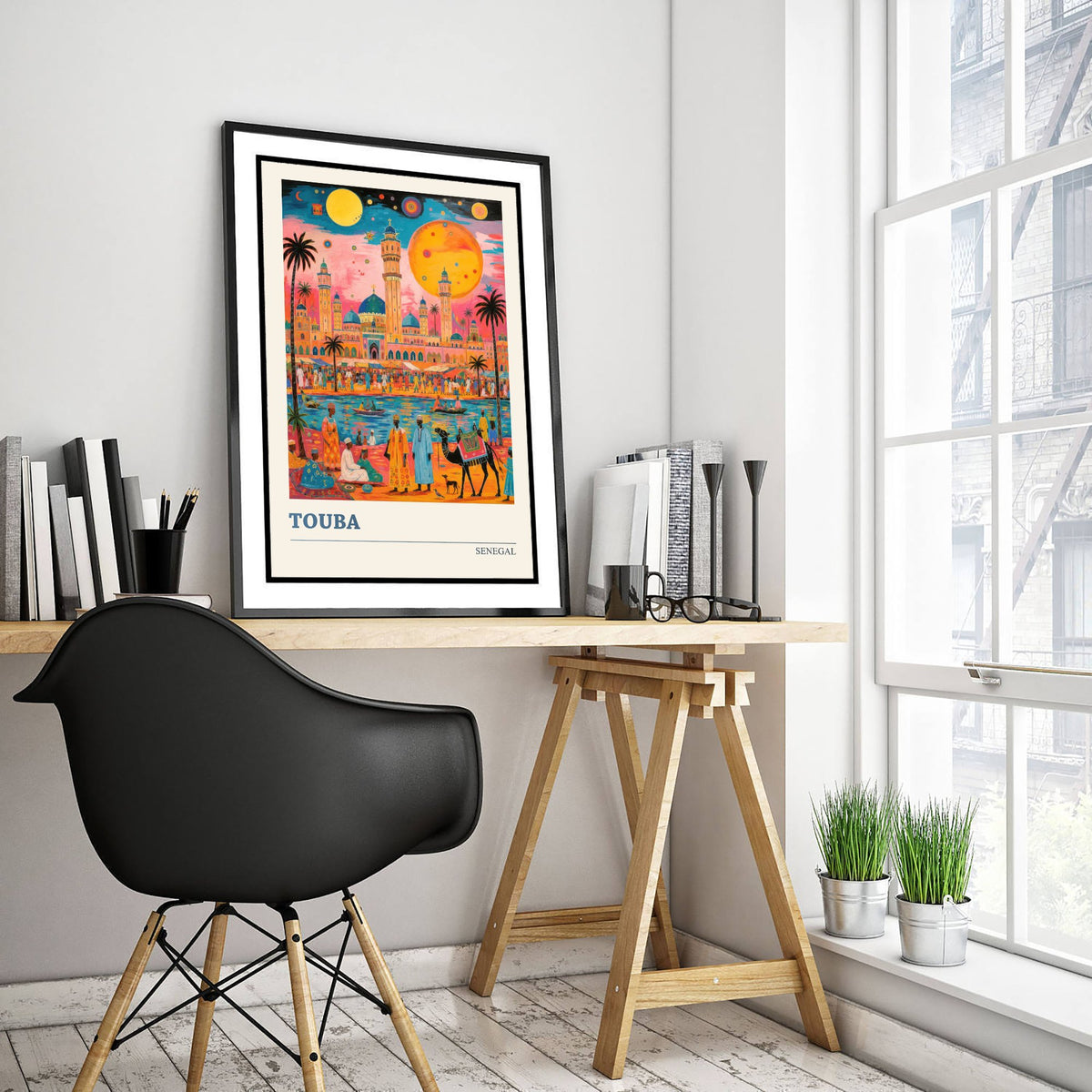 Touba Senegal Travel Poster - Great Mosque Art Print - Vibrant Sunset Folk Illustration 3/3