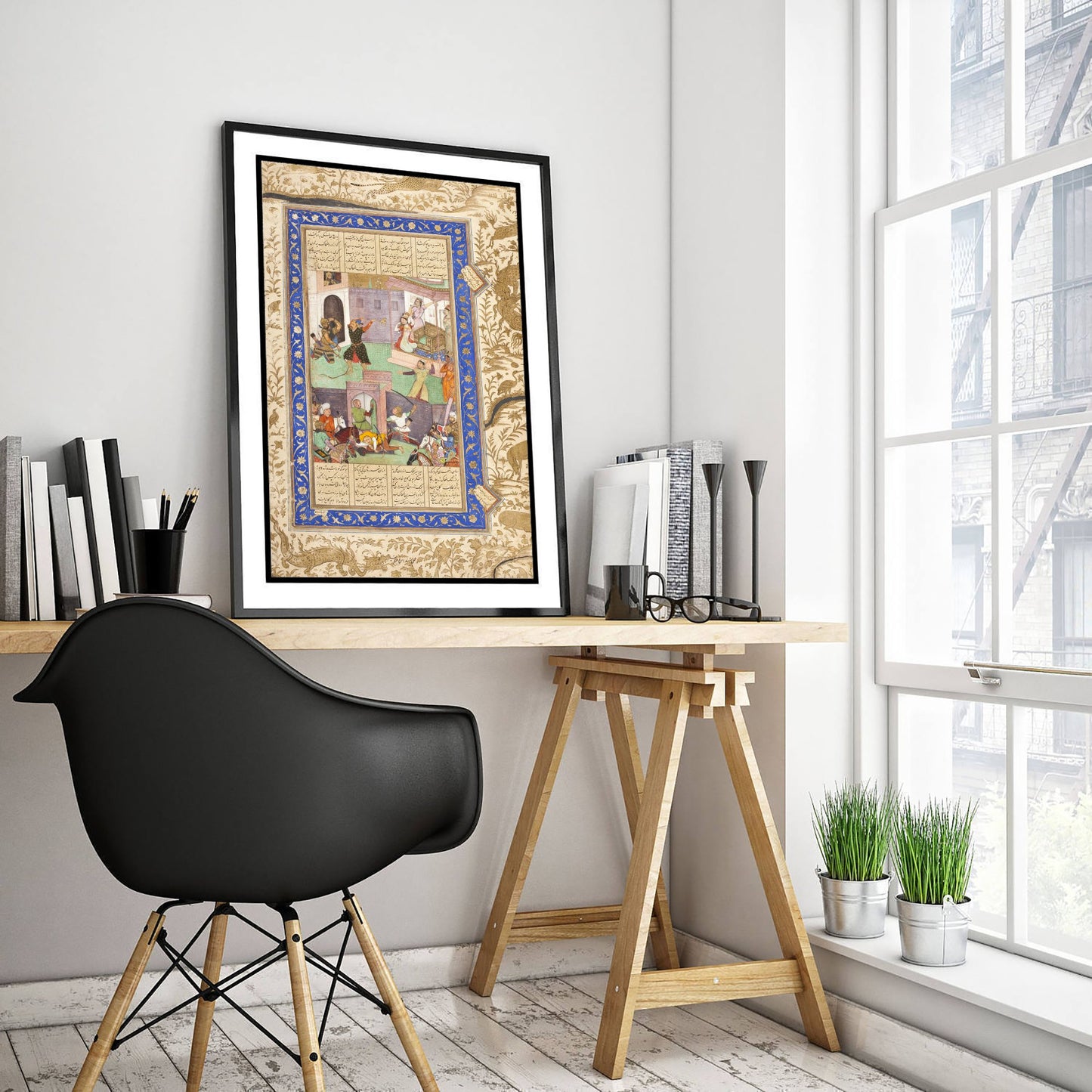 Shahnama Book of Kings Art Print - Persian Miniature Painting Poster - Royal Battle Scene Wall Art V2 1/3