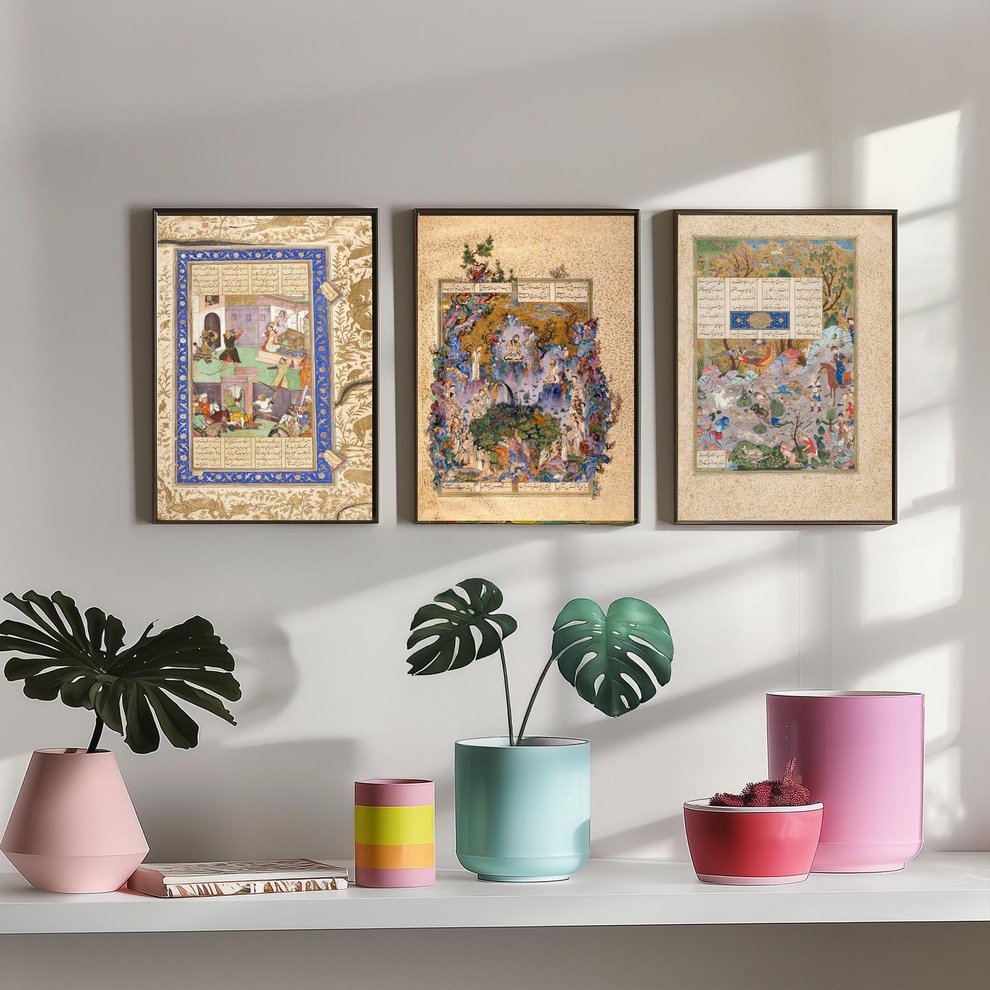 Shahnameh Persian Book of Kings Set of Three Art Prints - 1525 Miniature Posters - Ferdowsi Illustration History Gift V2