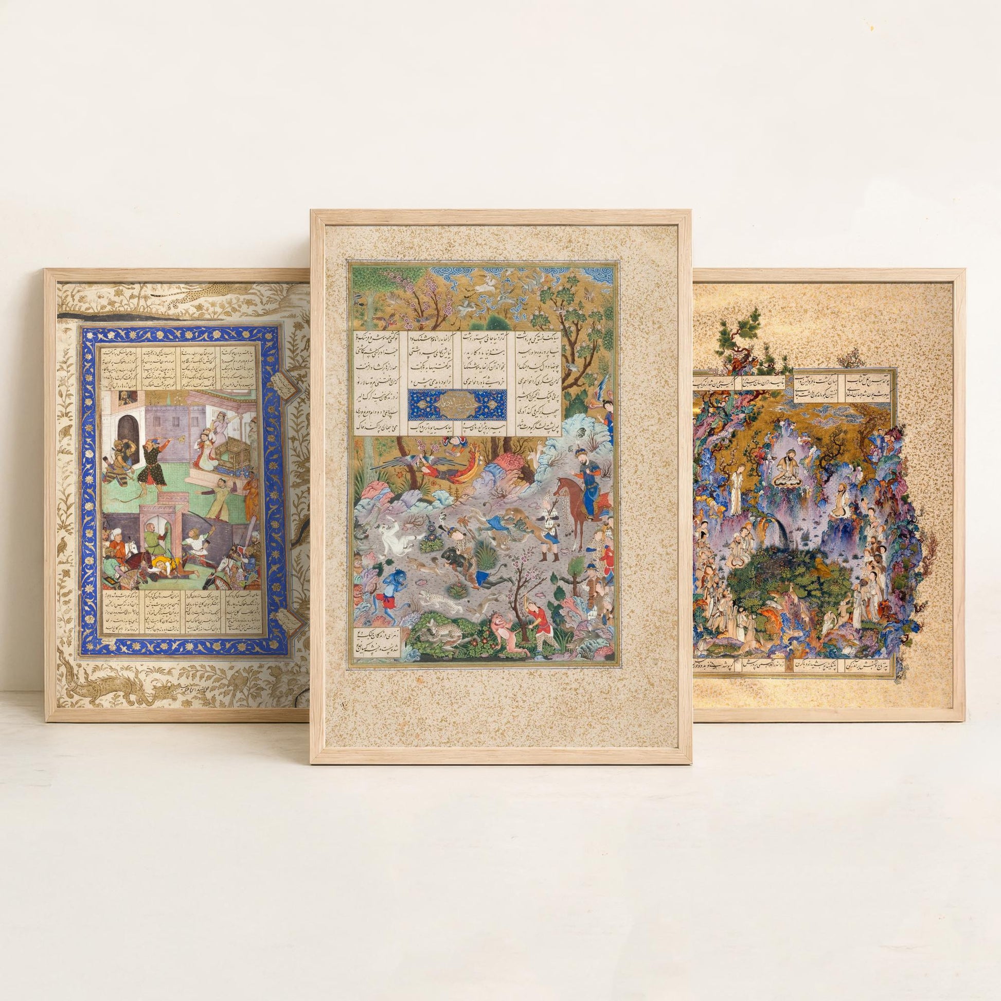 Shahnameh Persian Book of Kings Set of Three Art Prints - 1525 Miniature Posters - Ferdowsi Illustration History Gift V2