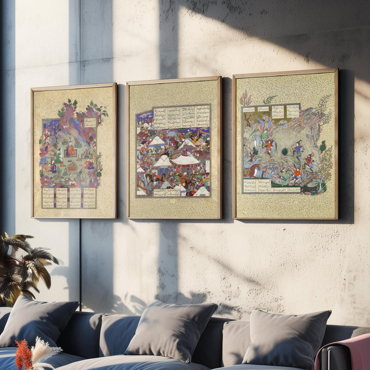 Shahnama Book of Kings Set of Three Art Prints - Illuminated Persian Manuscript - Miniature Painting Poster