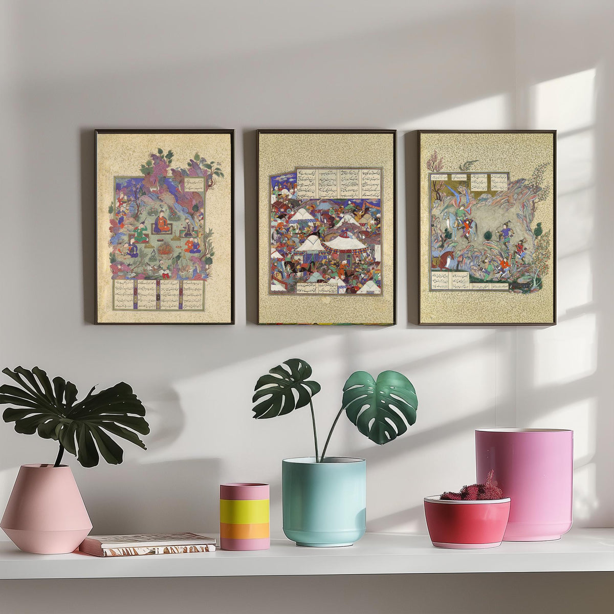 Shahnama Book of Kings Set of Three Art Prints - Illuminated Persian Manuscript - Miniature Painting Poster