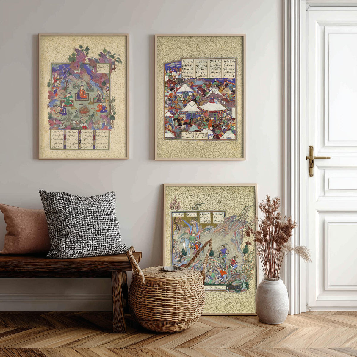 Shahnama Book of Kings Set of Three Art Prints - Illuminated Persian Manuscript - Miniature Painting Poster