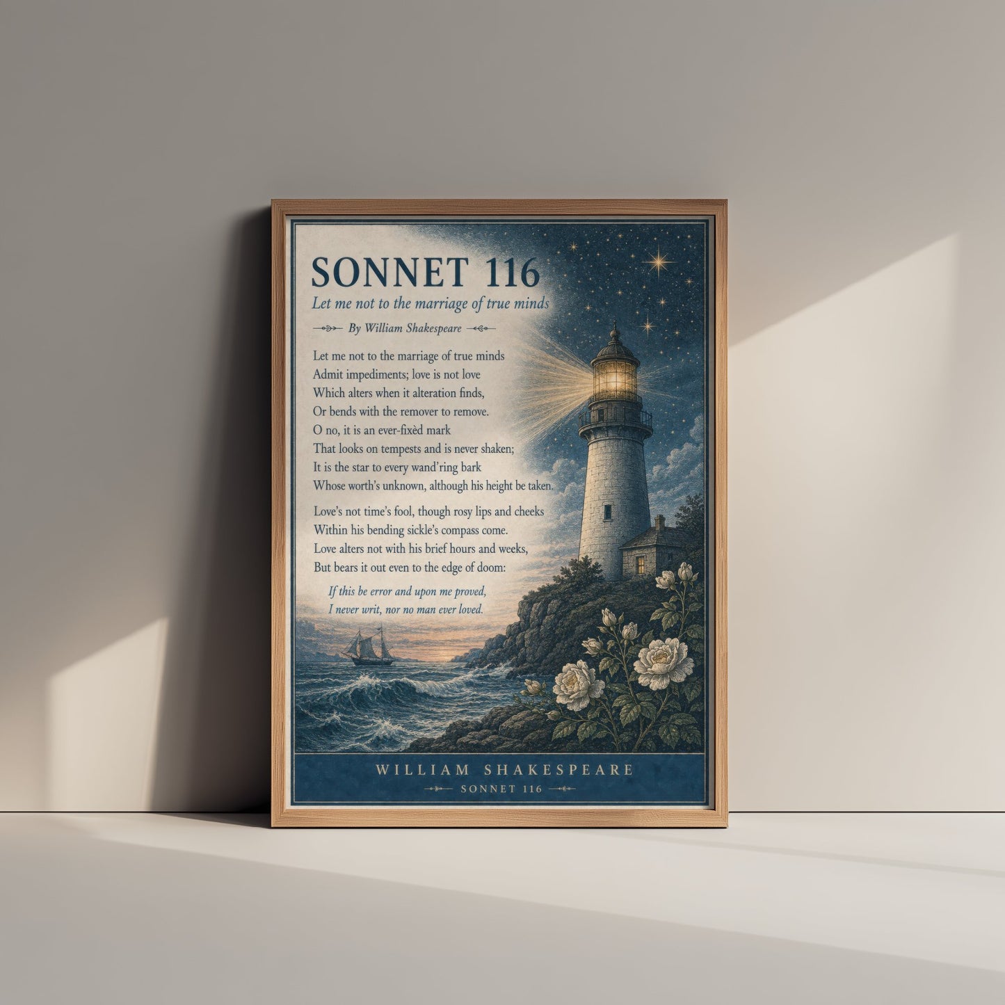 Shakespeare Sonnet 116 Art Print - Let Me Not to the Marriage - Poem Poster Illustration - Wedding Wall Art 2/3