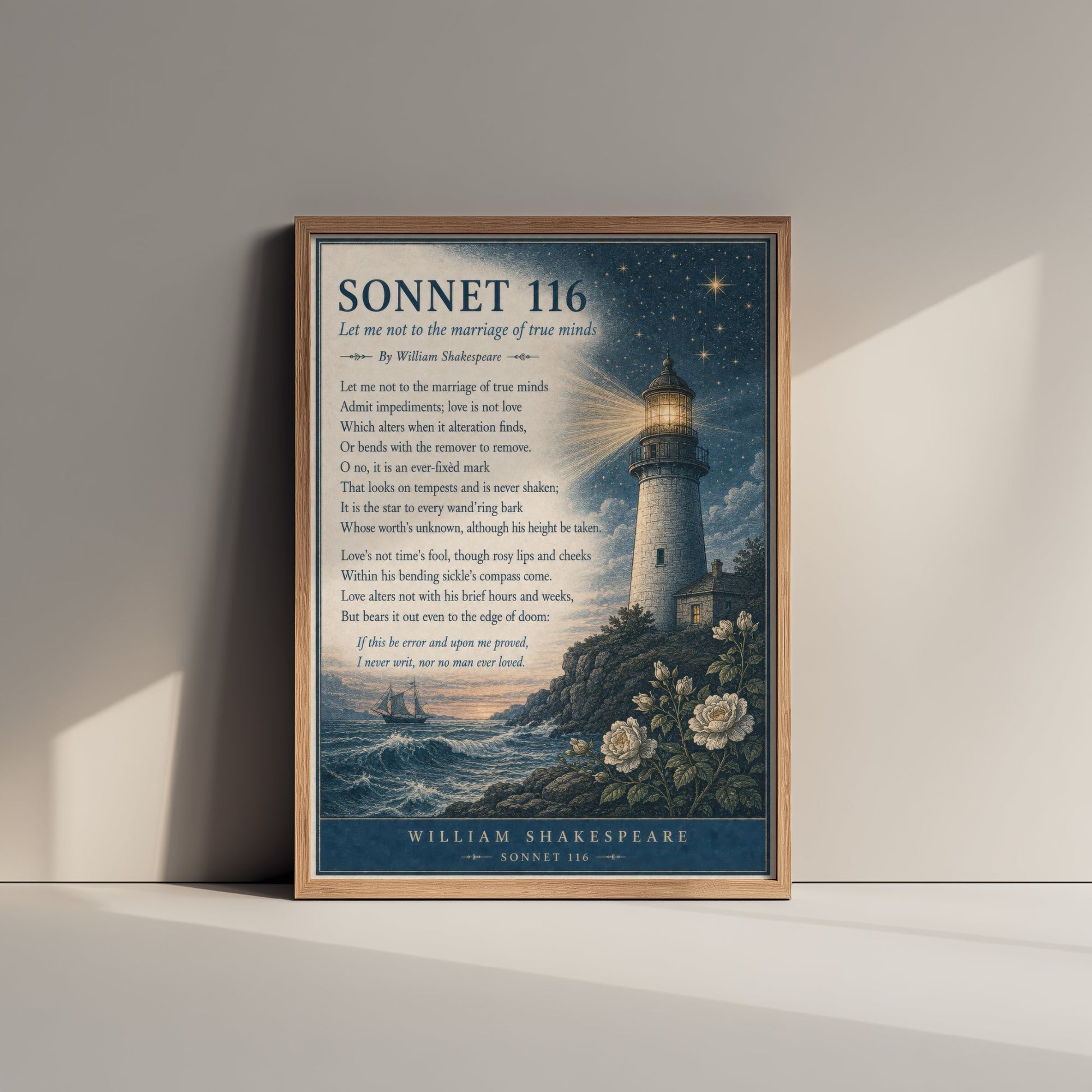 Shakespeare Sonnet 116 Art Print - Let Me Not to the Marriage - Poem Poster Illustration - Wedding Wall Art 2/3