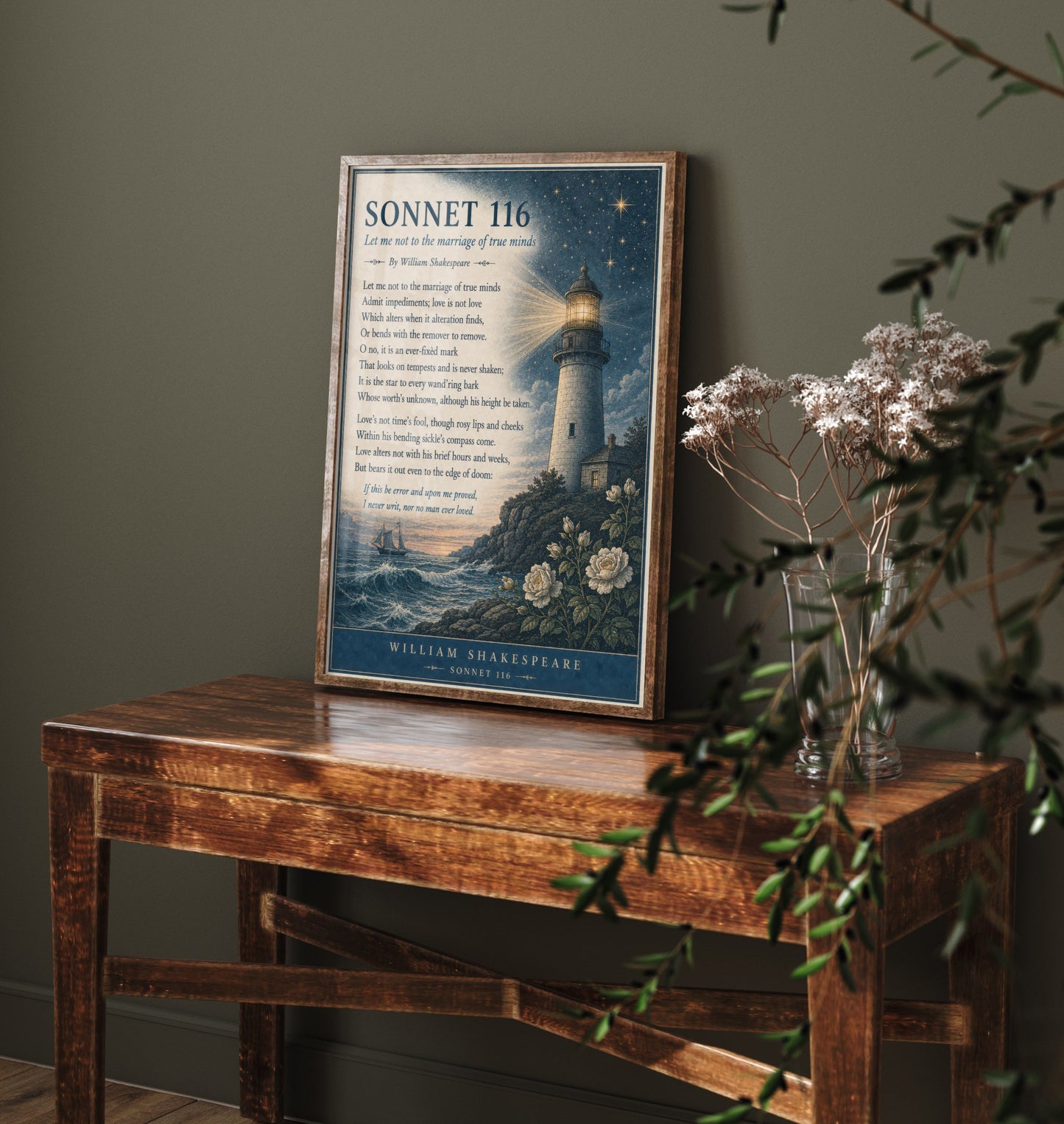 Shakespeare Sonnet 116 Art Print - Let Me Not to the Marriage - Poem Poster Illustration - Wedding Wall Art 2/3