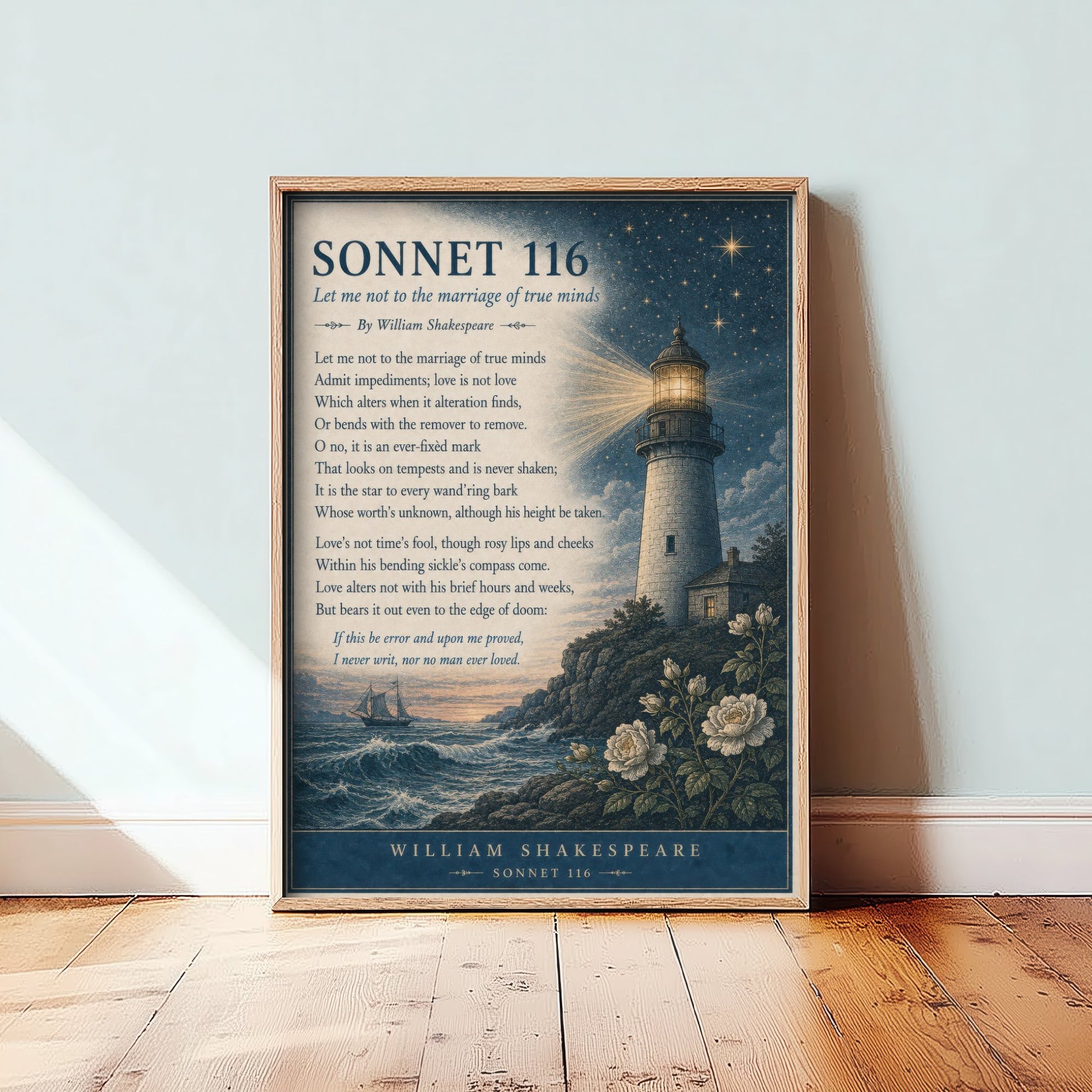 Shakespeare Sonnet 116 Art Print - Let Me Not to the Marriage - Poem Poster Illustration - Wedding Wall Art 2/3