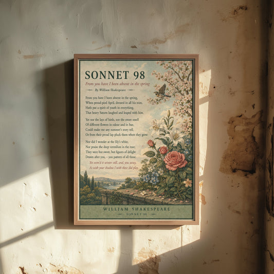 Shakespeare Sonnet 98 Art Print - From You Have I Been Absent - Poem Poster Illustration - Spring Wall Art 3/3